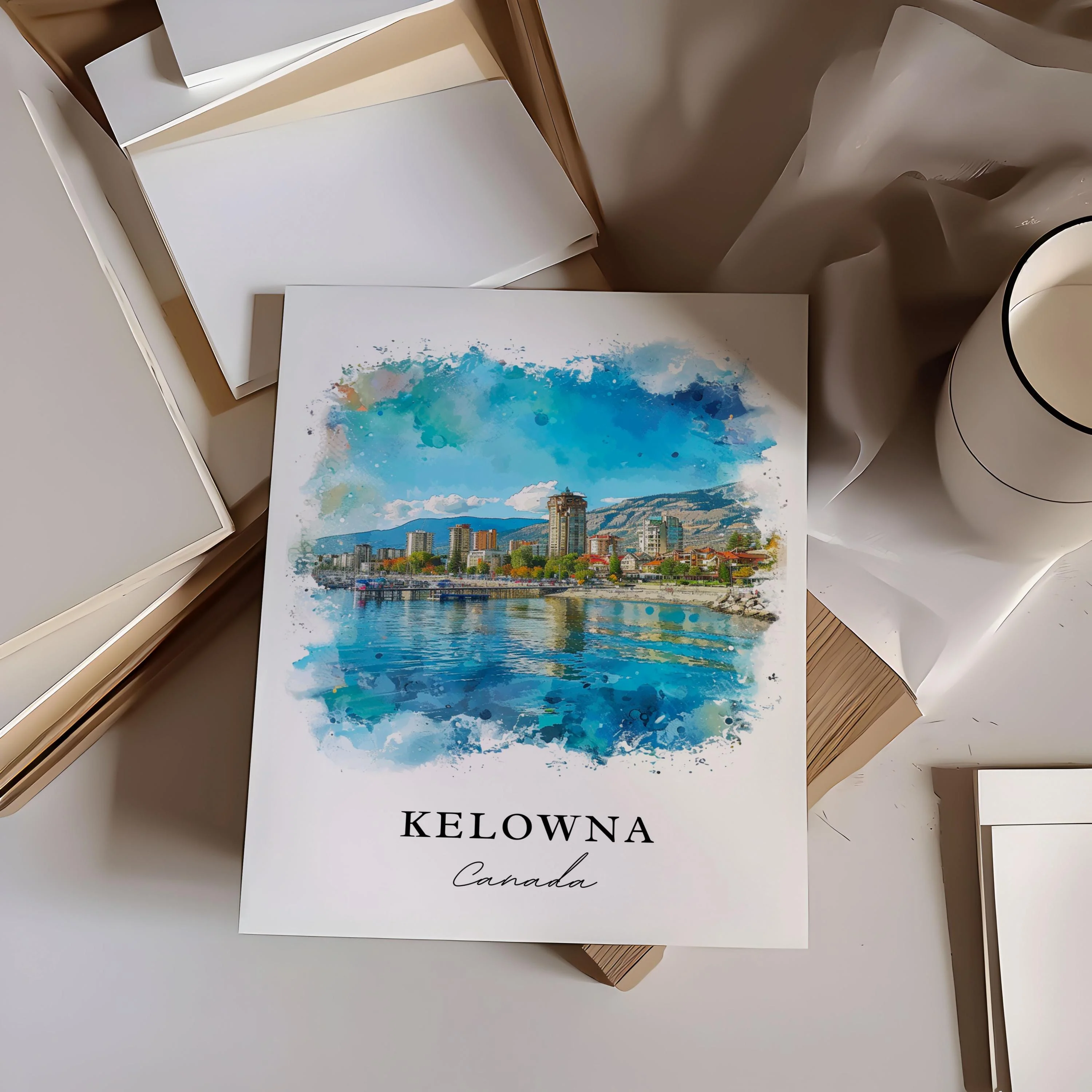 Kelowna, Canada – Watercolor Art Print - Image 2