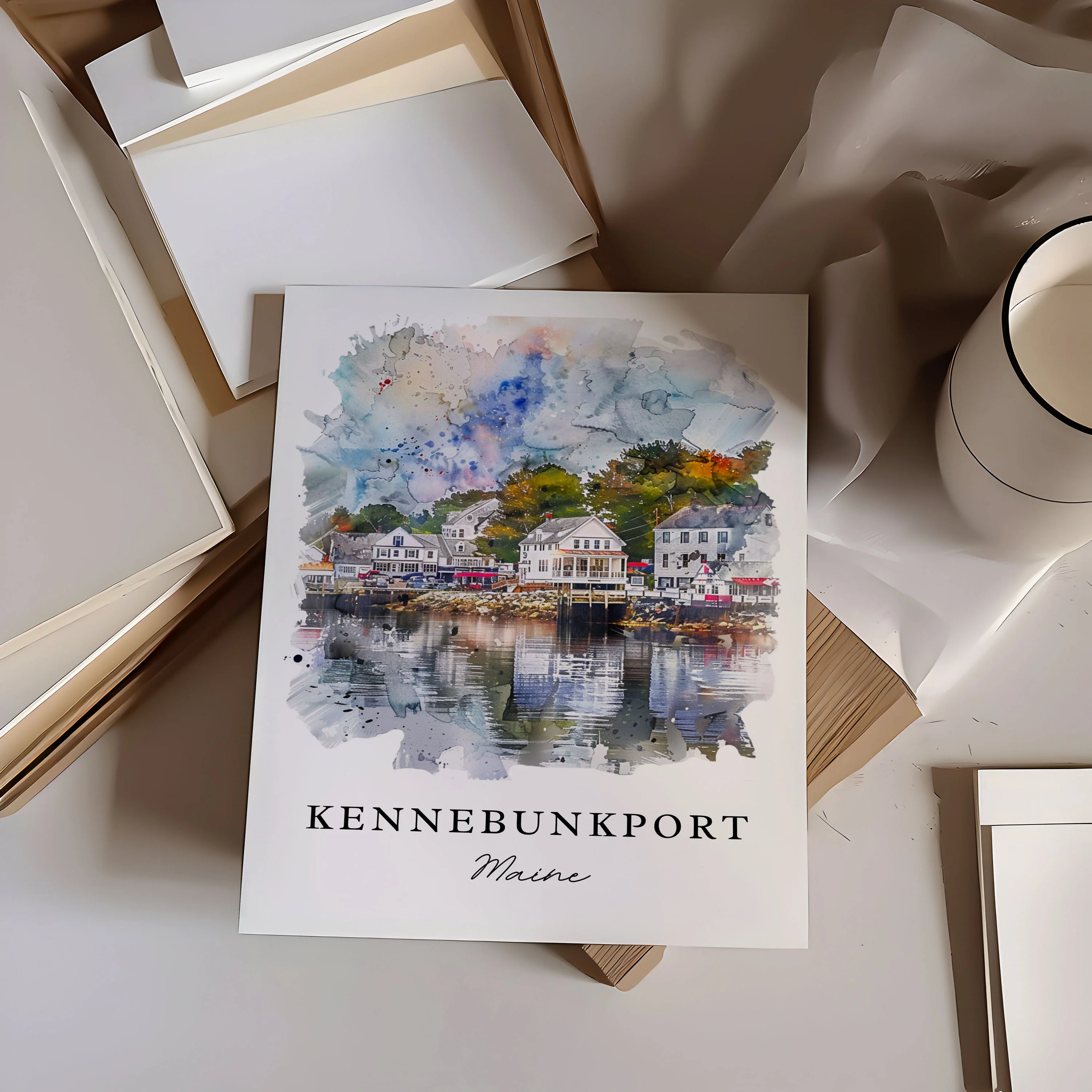 Kennebunkport, Maine, ME – Watercolor Art Print - Image 2
