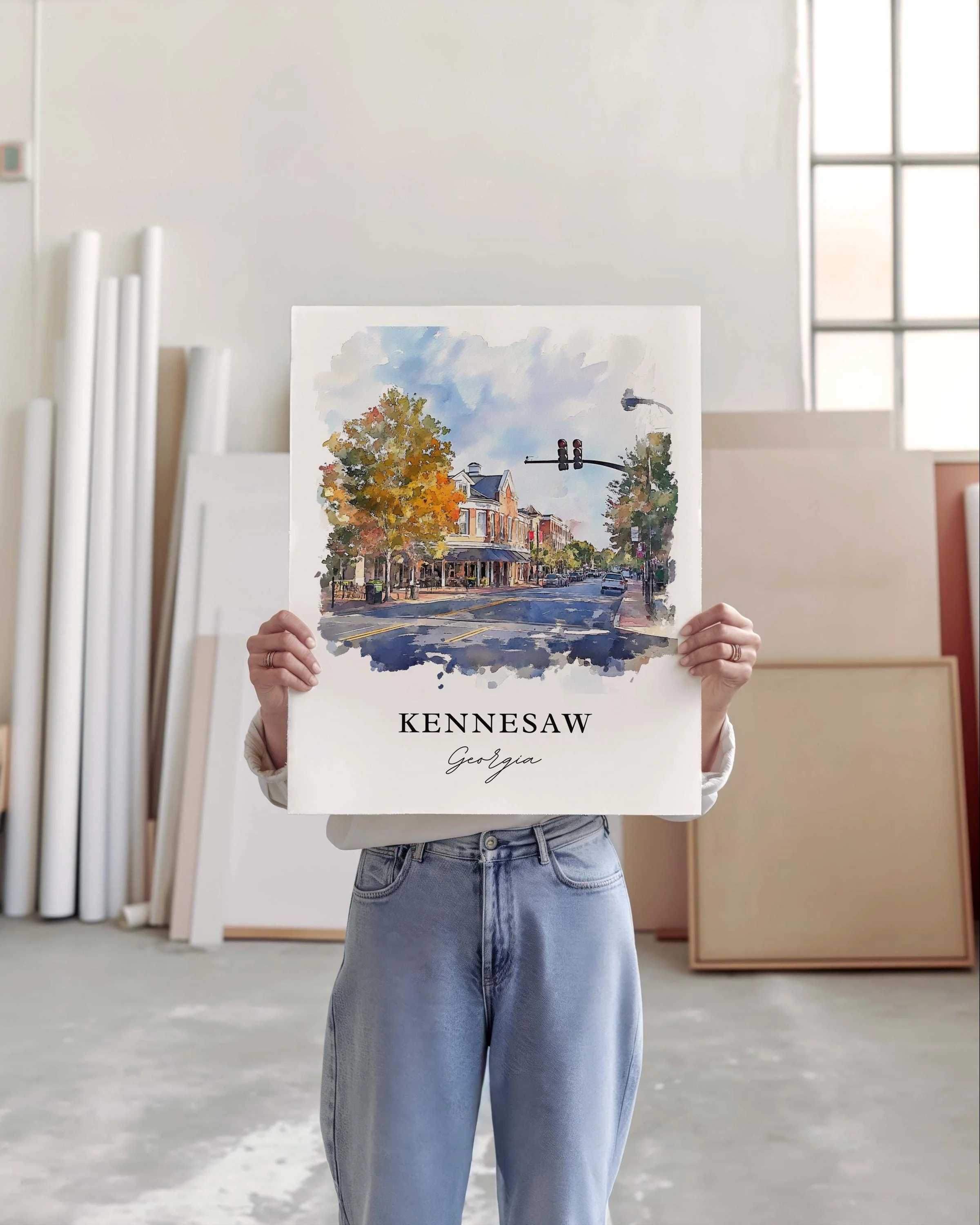 Kennesaw, Georgia, USA – Watercolor Art Print - Image 2