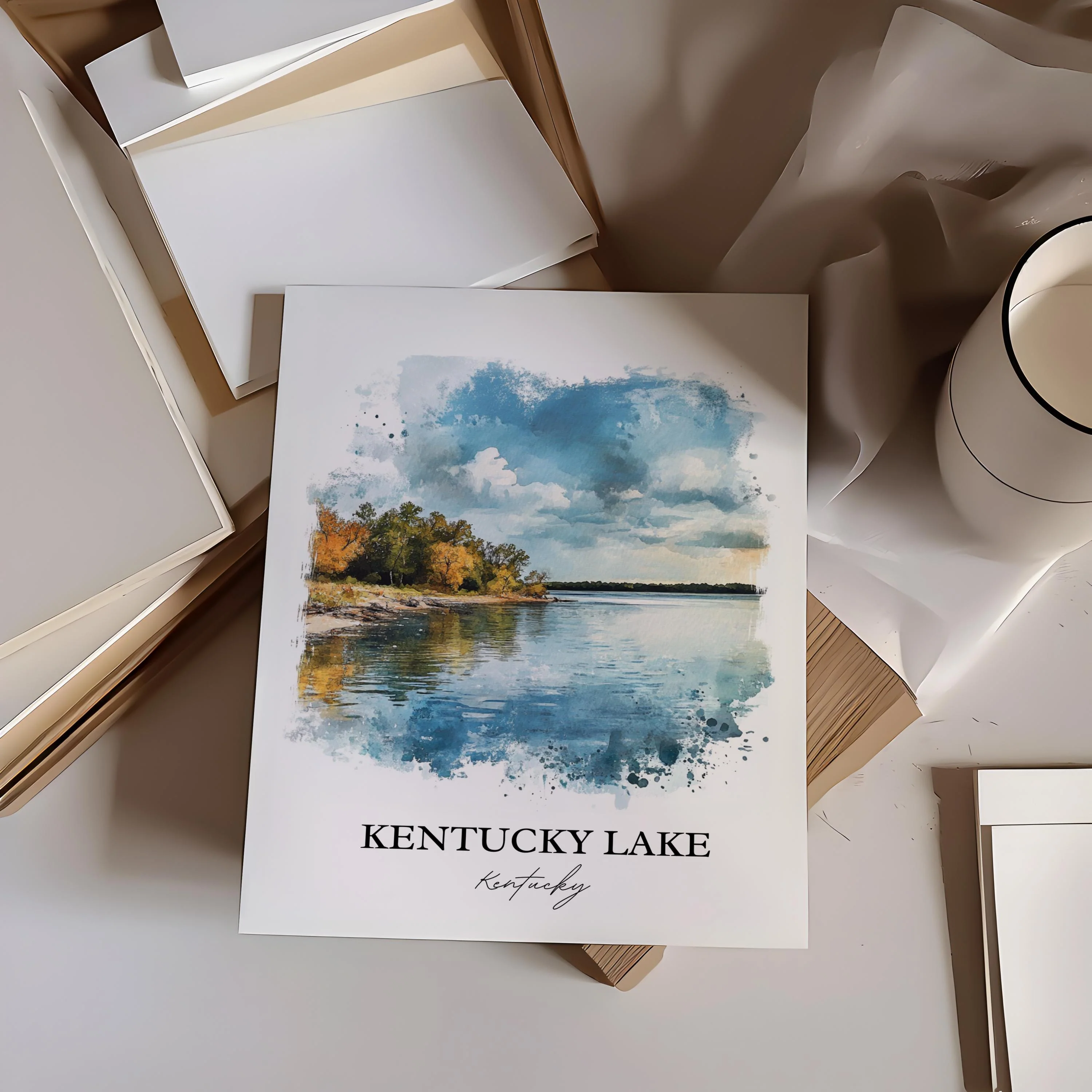 Kentucky Lake, USA – Watercolor Art Print - Image 4