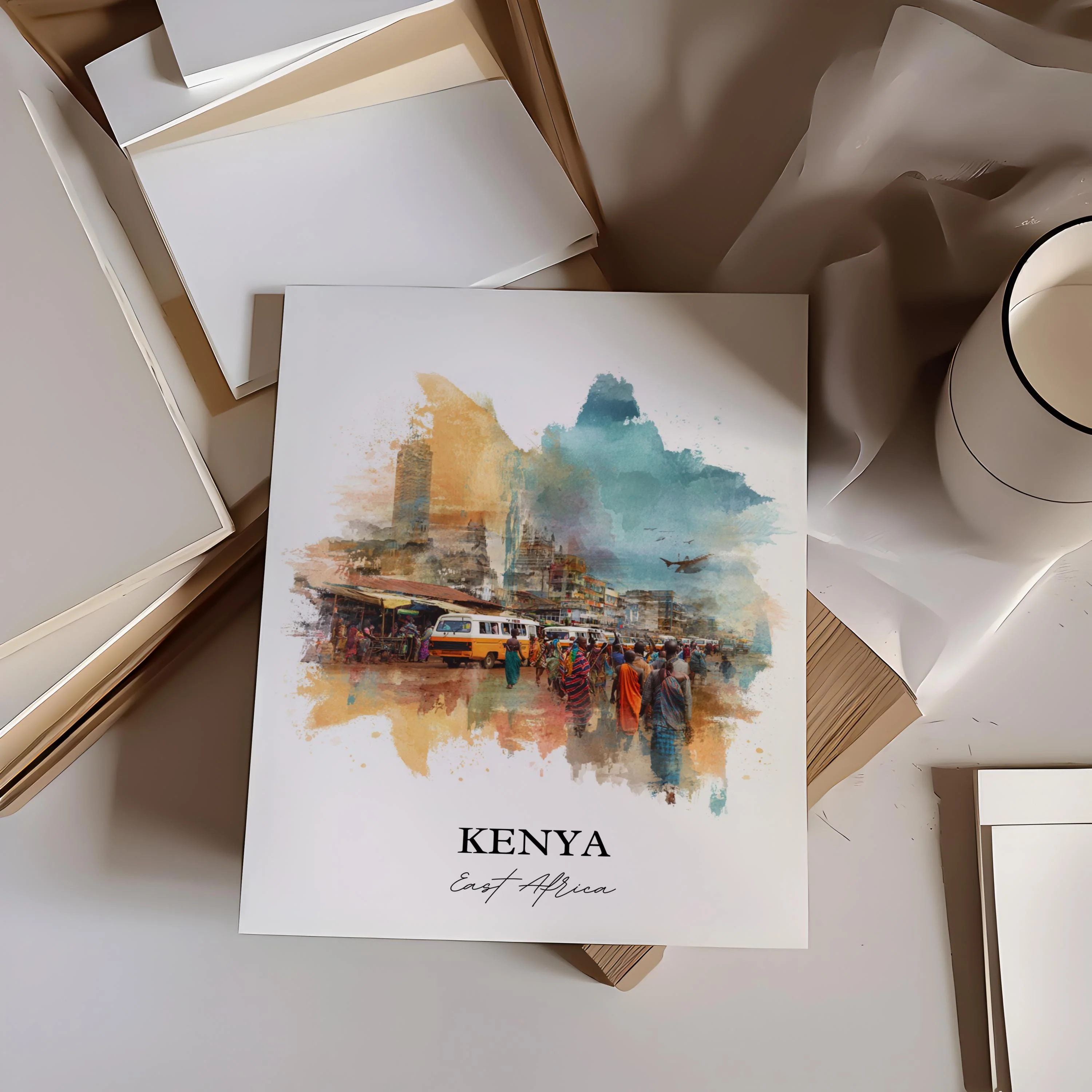 Kenya, East Africa – Watercolor Art Print - Image 6