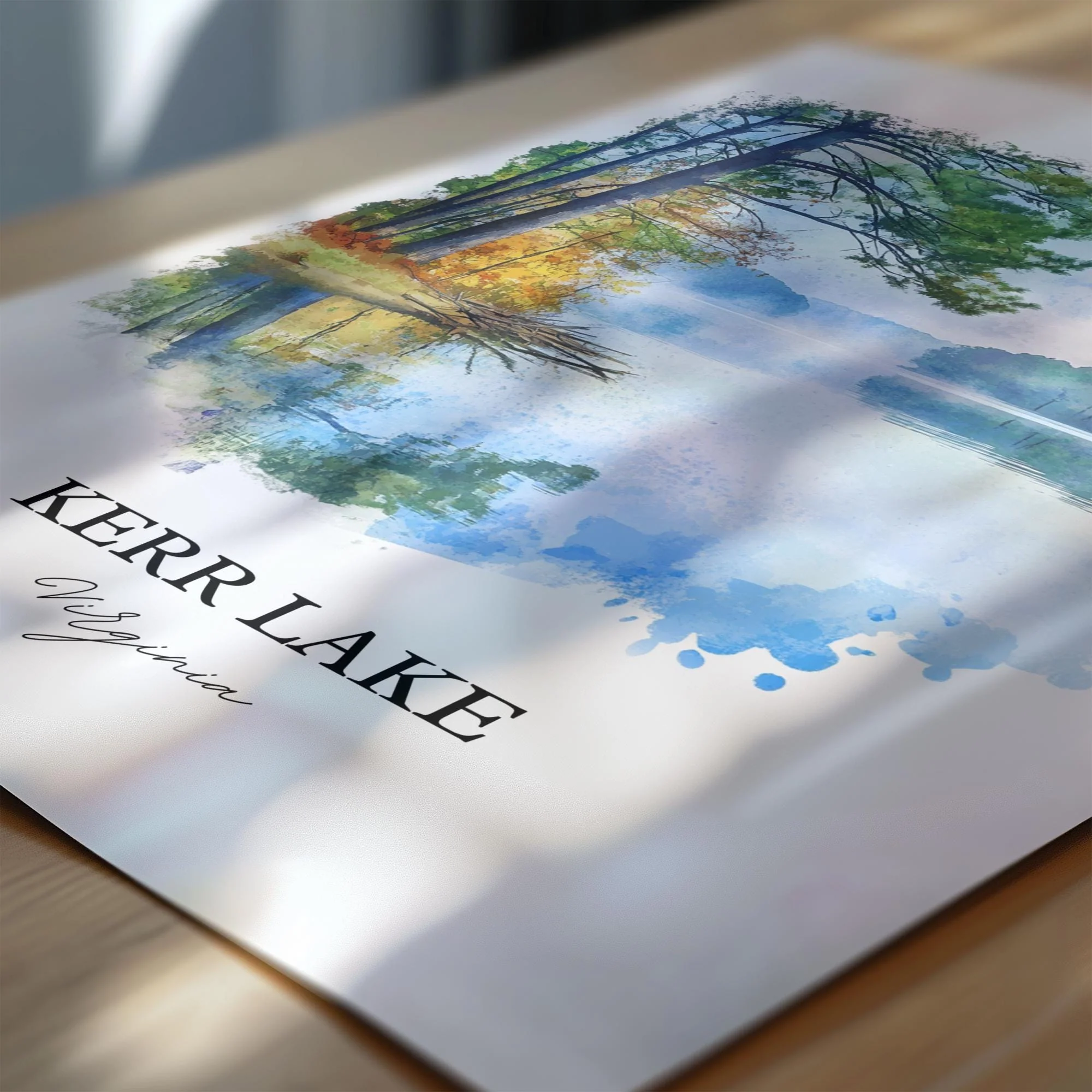 Kerr Lake, USA – Watercolor Art Print - Image 2