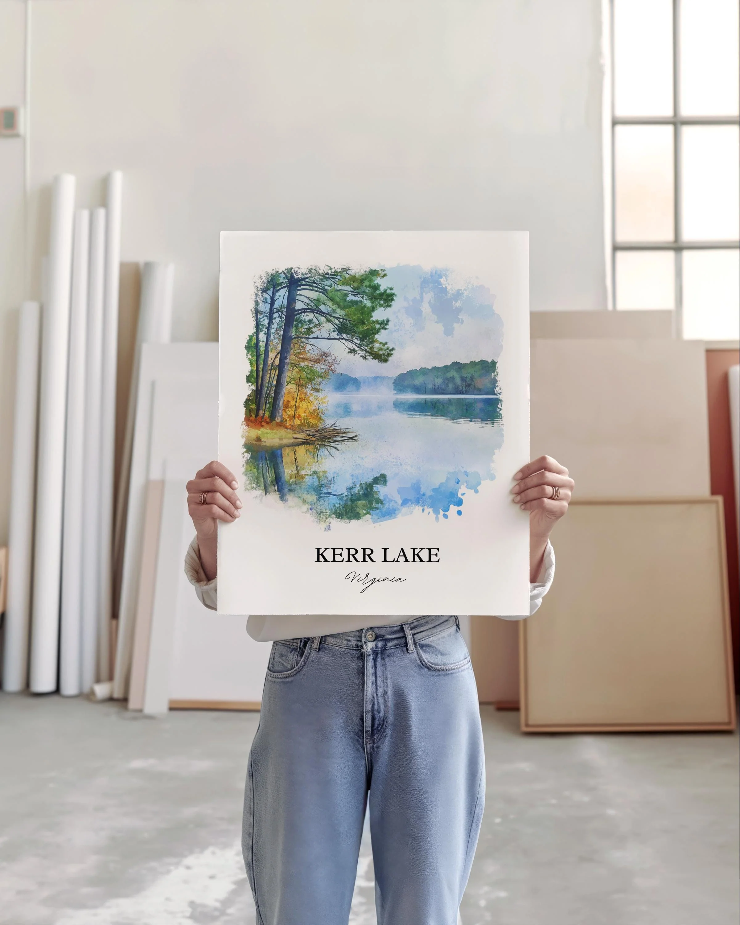 Kerr Lake, USA – Watercolor Art Print - Image 5