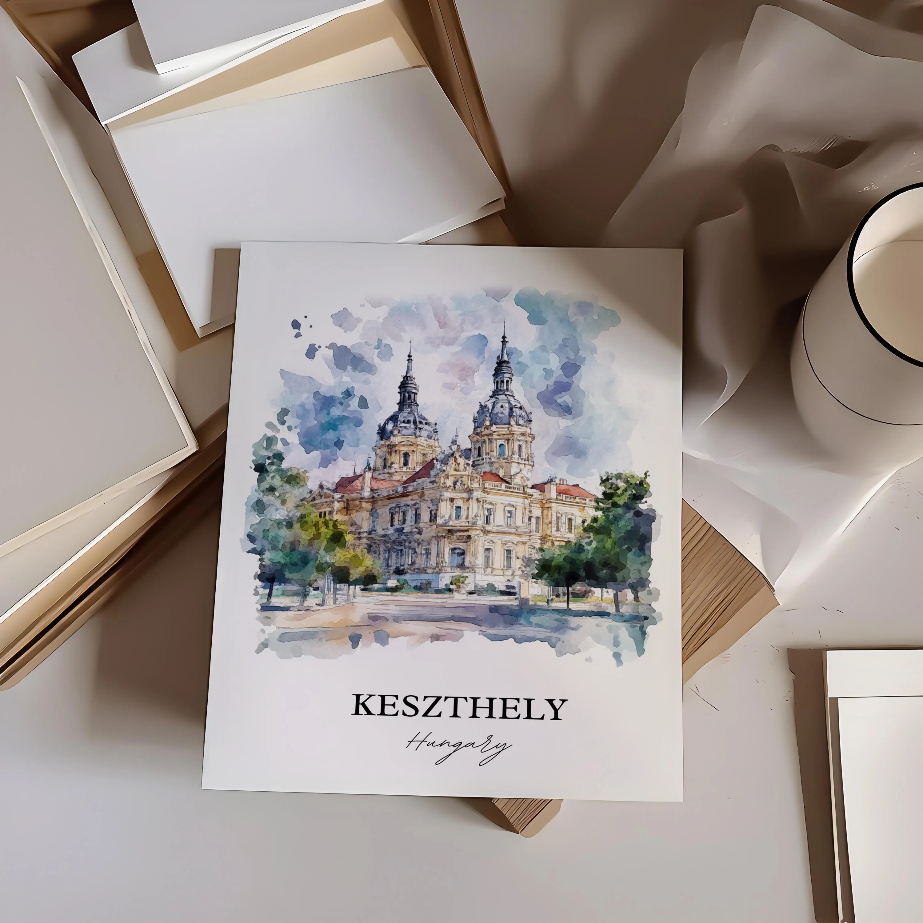 Keszthely, Hungary – Watercolor Art Print - Image 6