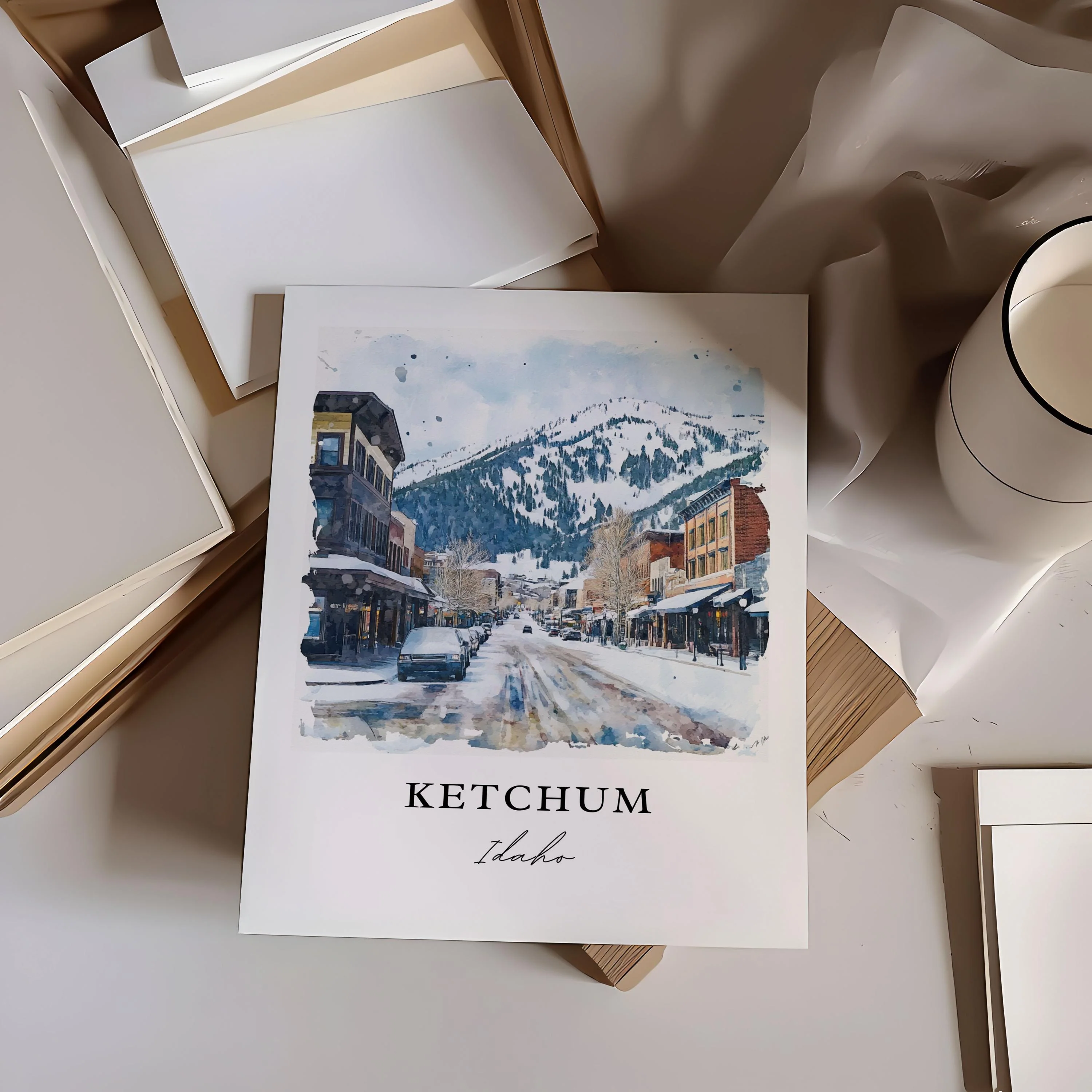 Ketchum, Idaho – Watercolor Art Print - Image 2