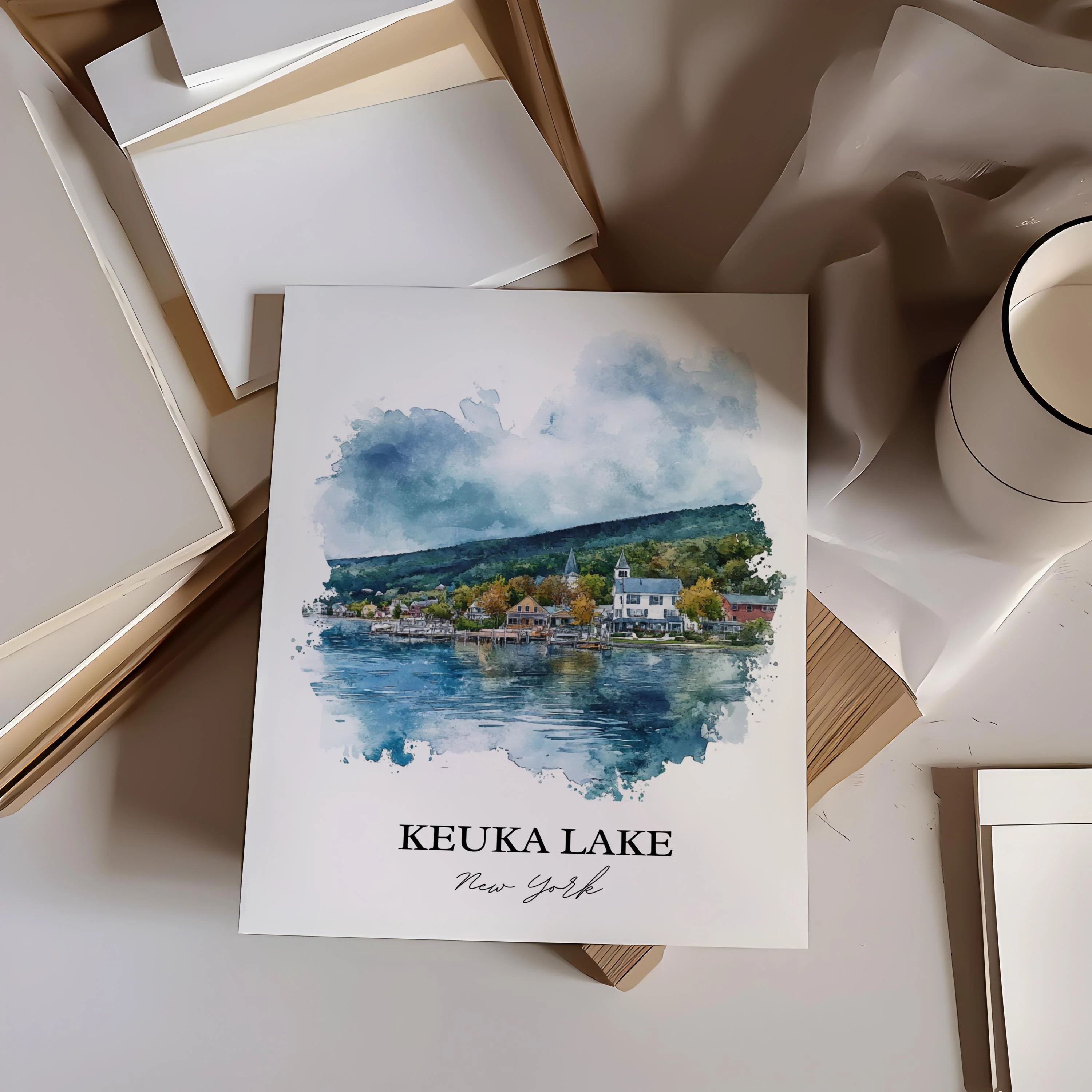 Keuka Lake, USA – Watercolor Art Print - Image 5