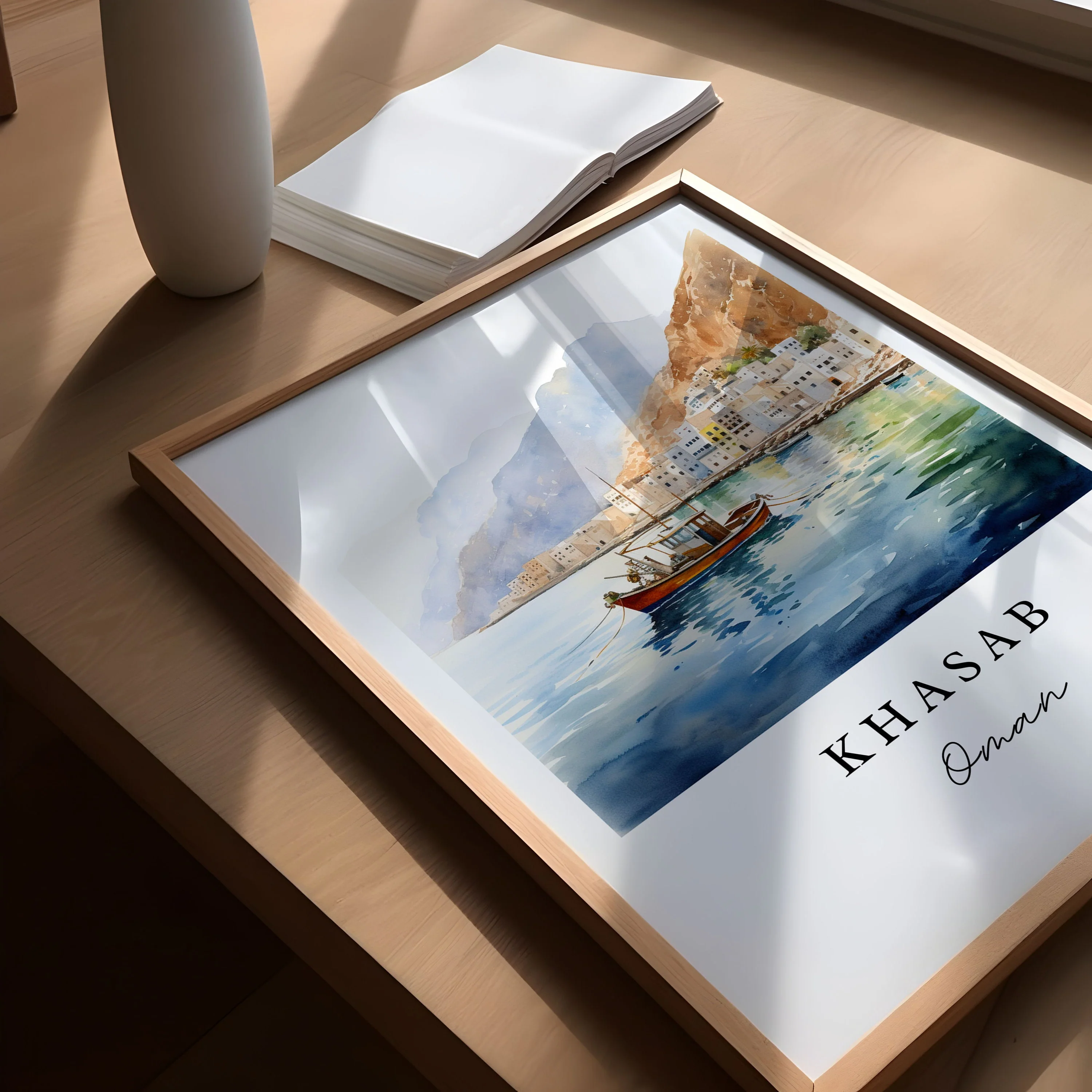 Khasab, Oman – Watercolor Art Print - Image 3
