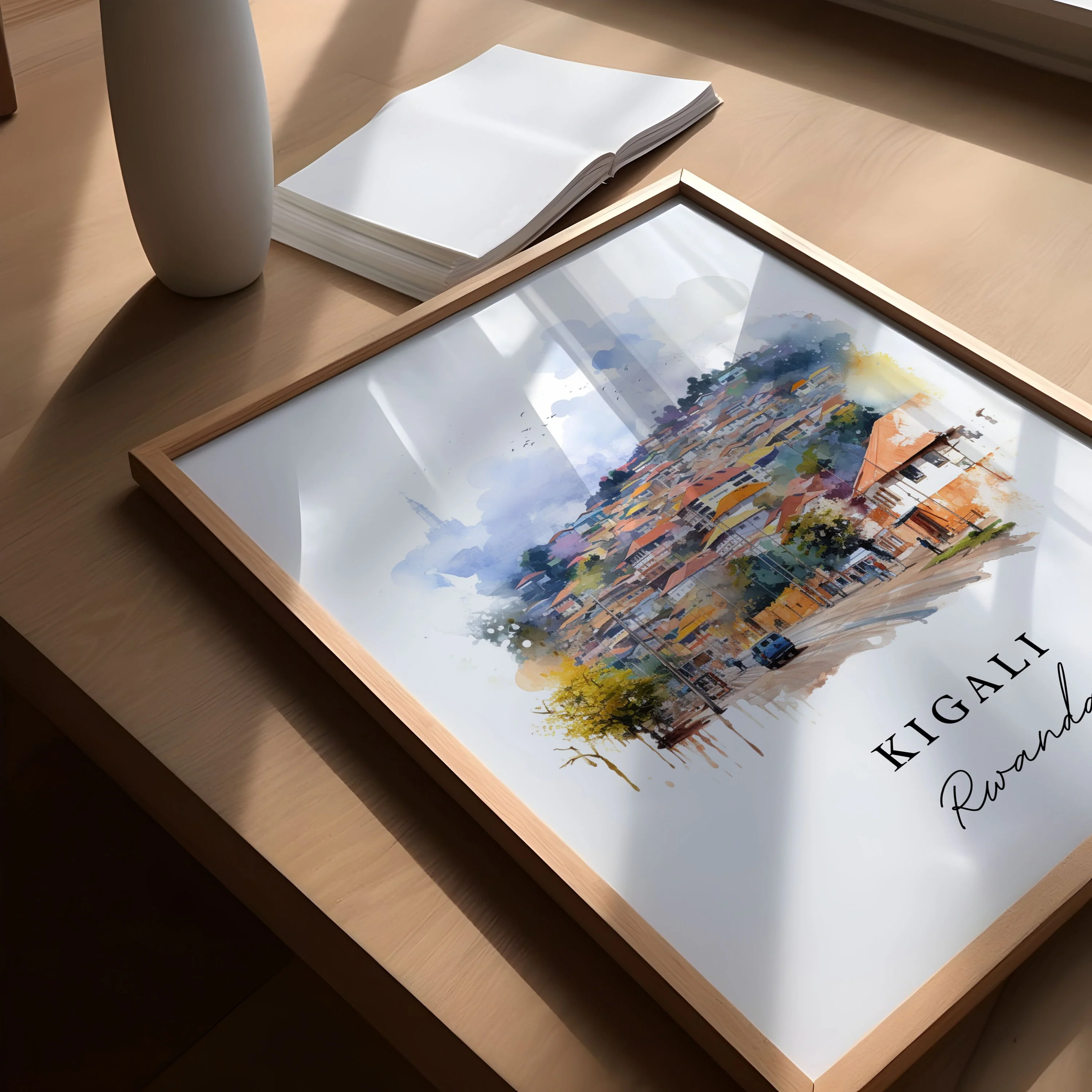 Kigali, Rwanda – Watercolor Art Print - Image 3