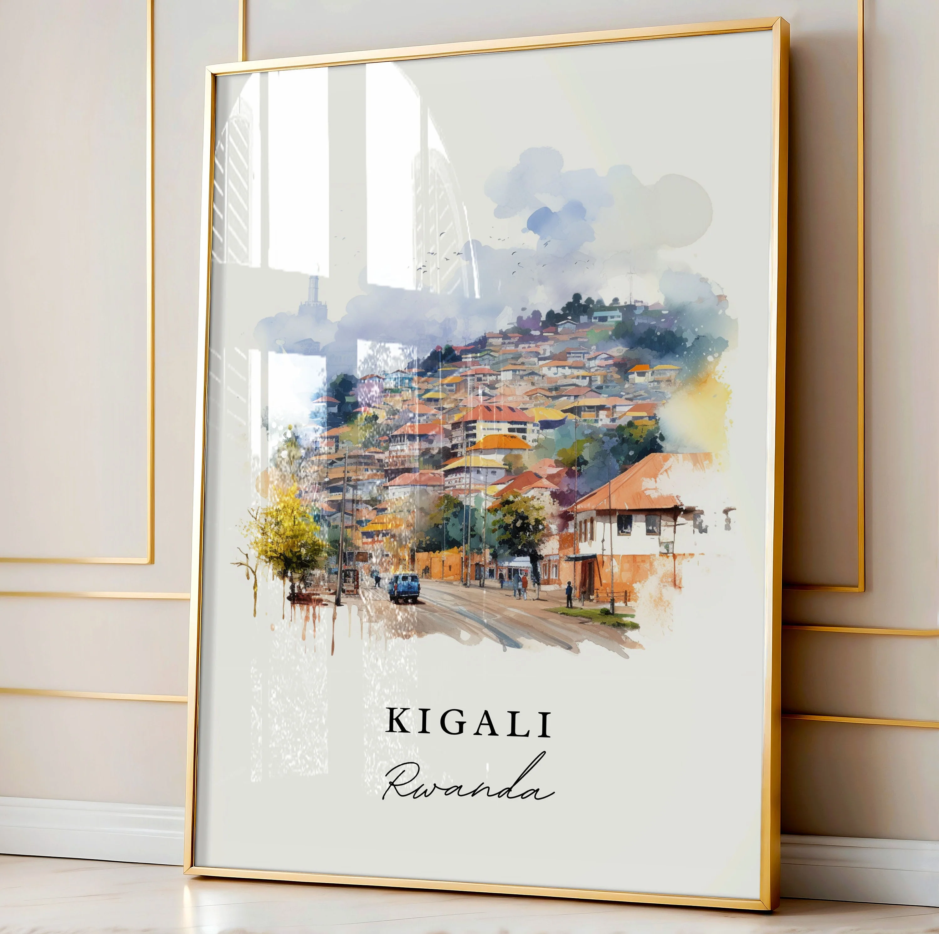 Kigali, Rwanda – Watercolor Art Print - Image 4