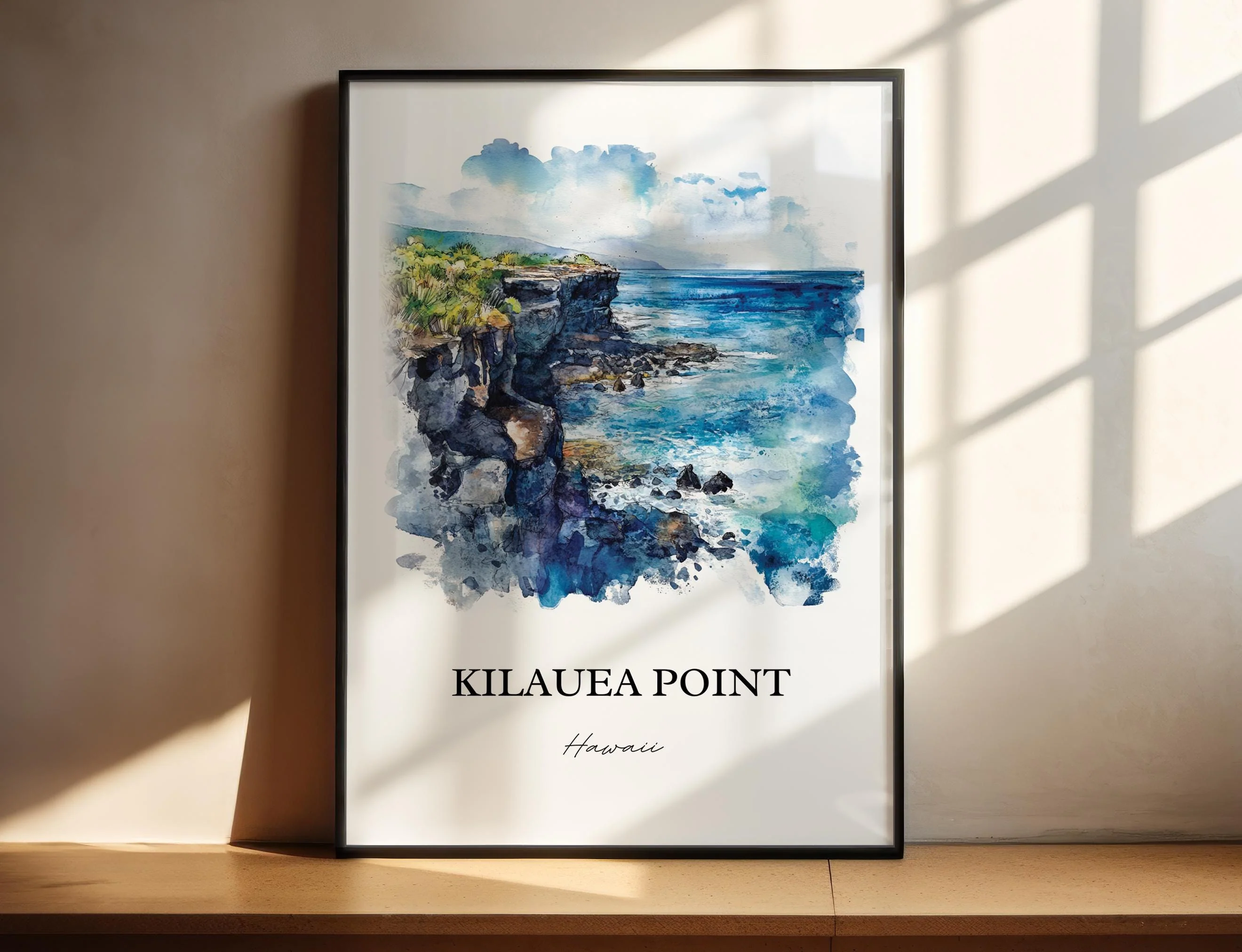 Kilauea Point, Hawaii, Hawaii – Watercolor Art Print