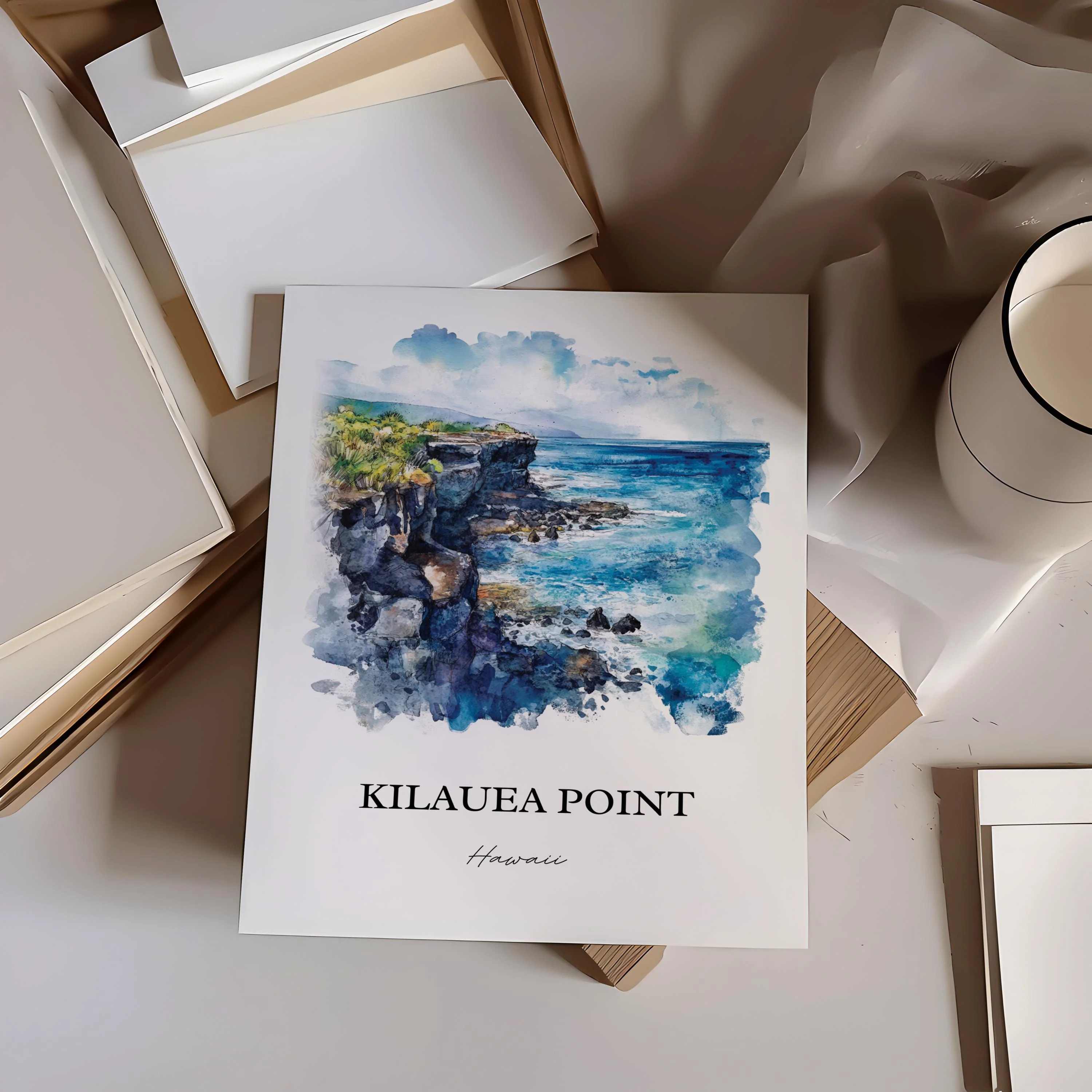 Kilauea Point, Hawaii, Hawaii – Watercolor Art Print - Image 3