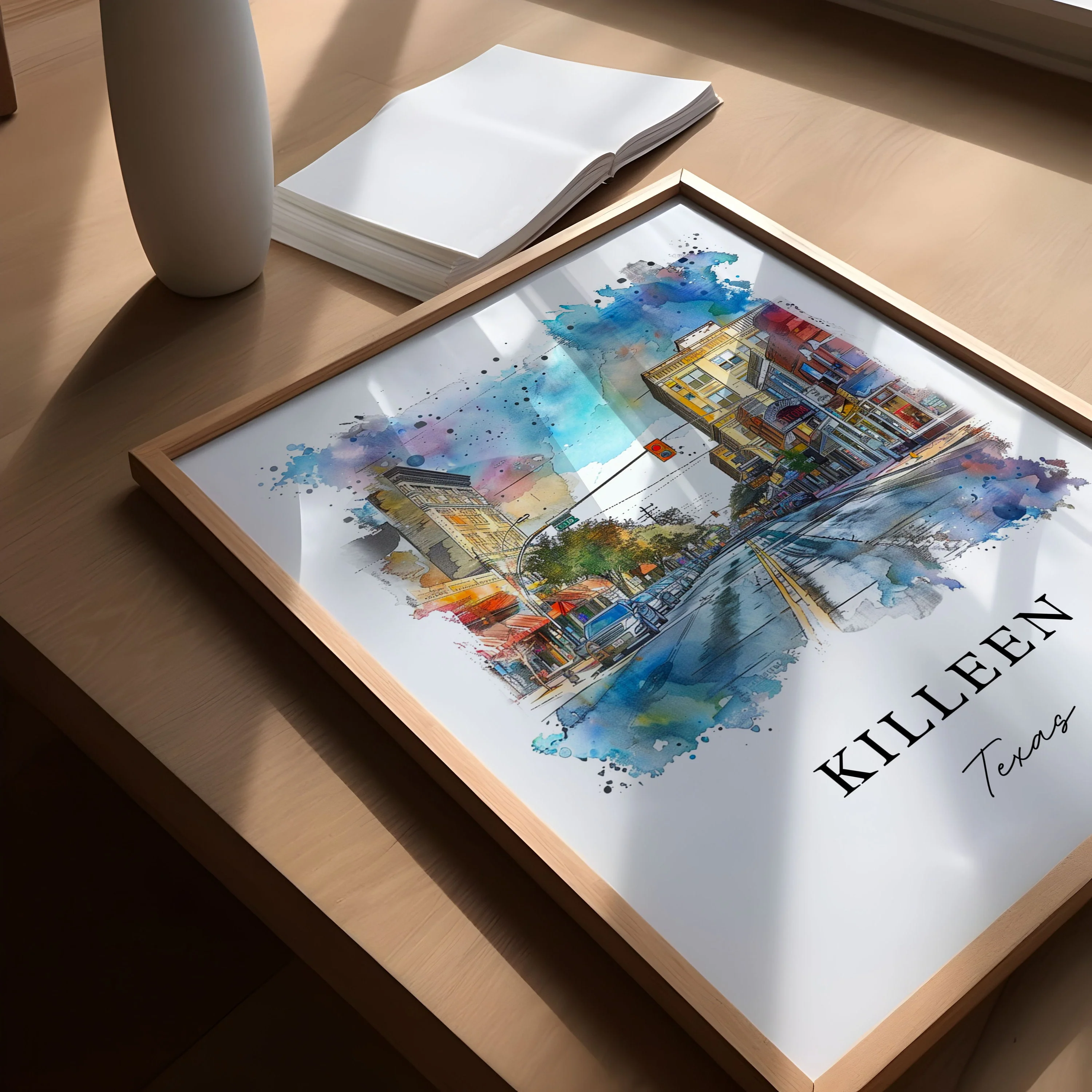 Killeen, Texas – Watercolor Art Print - Image 3