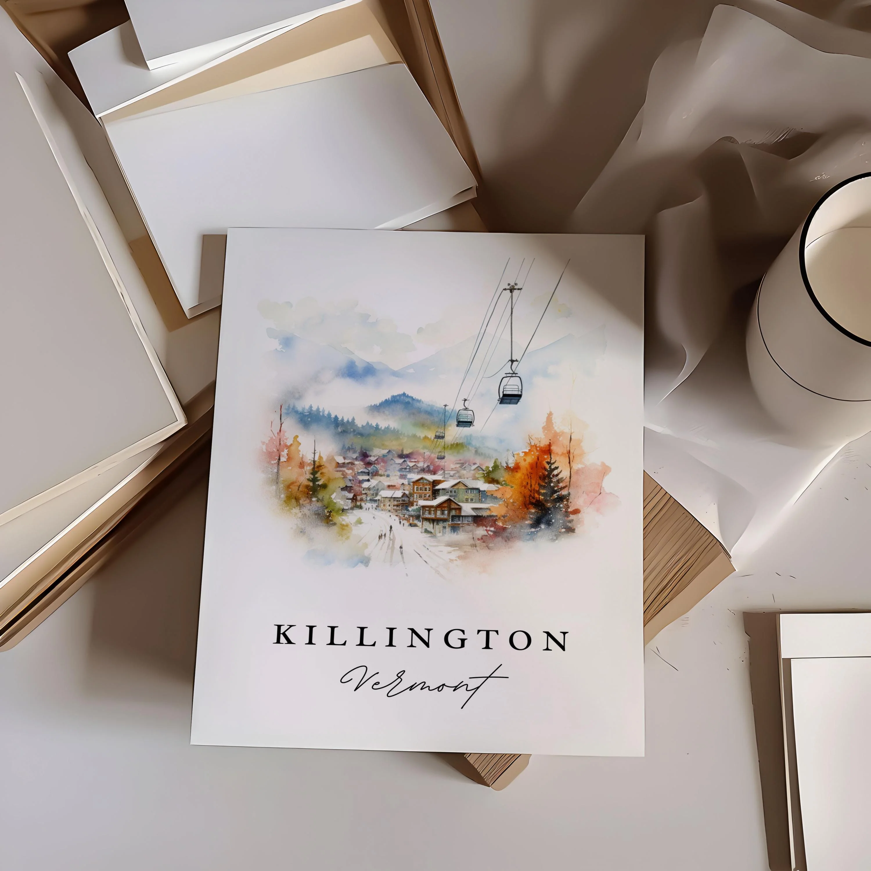 Killington, Vermont, Vermont – Watercolor Art Print - Image 2