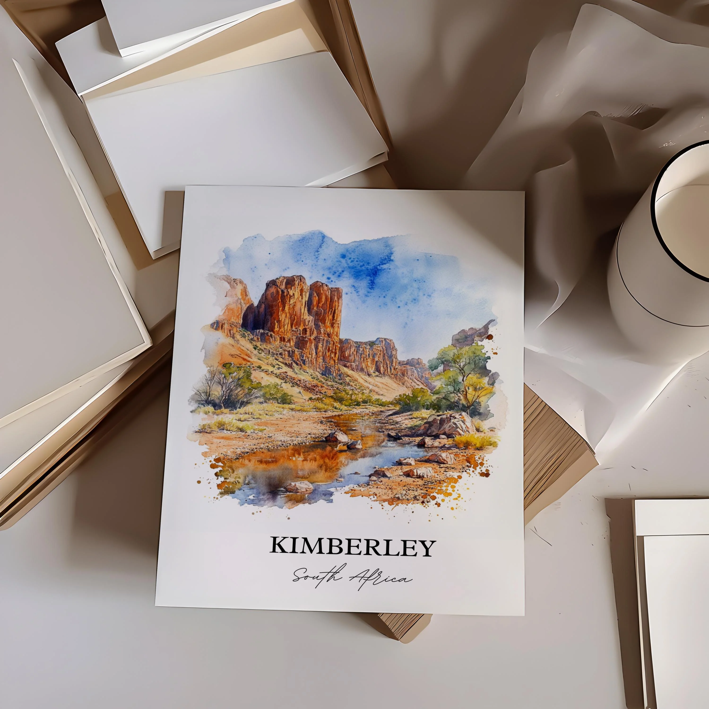 Kimberley, South Africa – Watercolor Art Print - Image 6