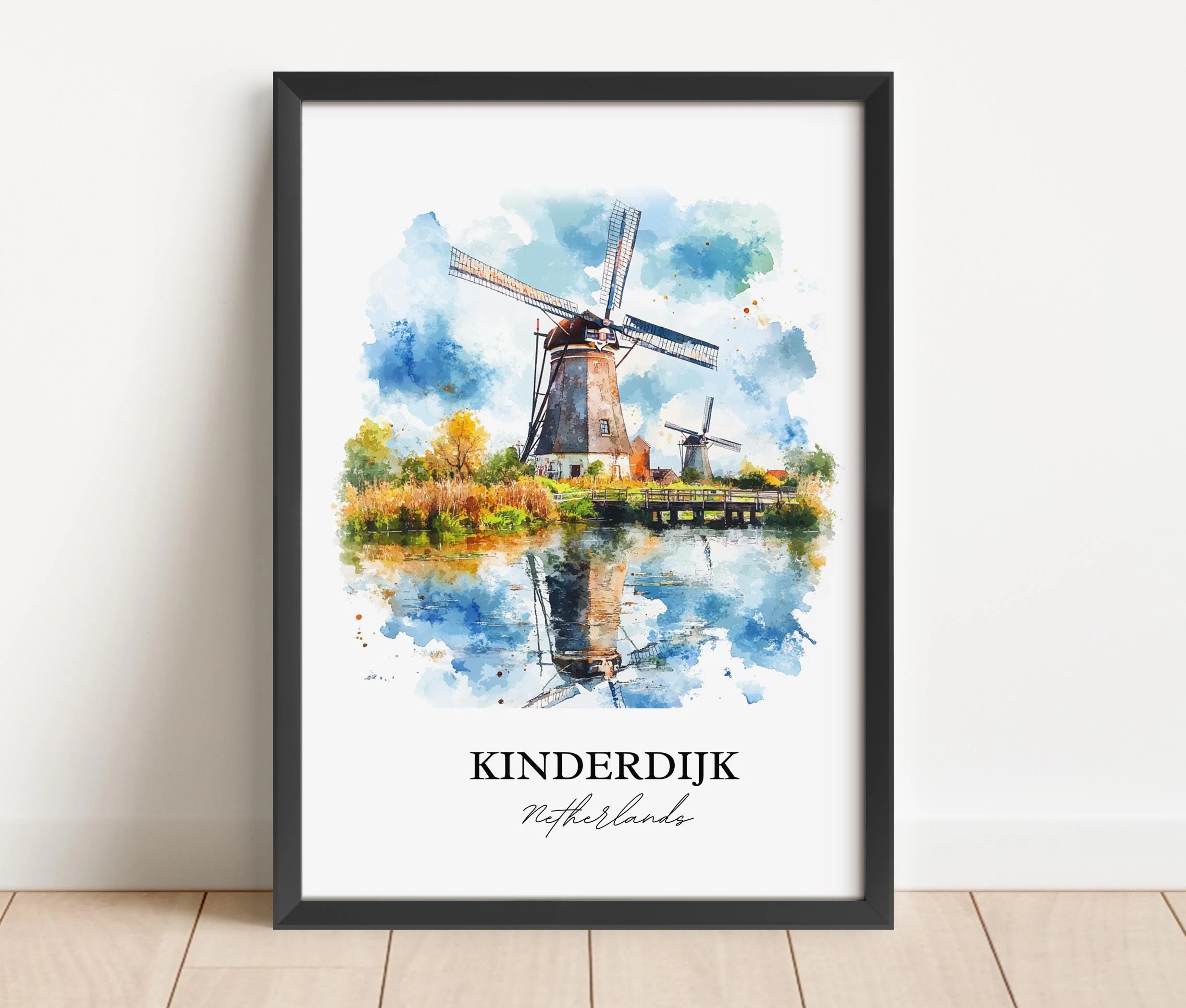 Kinderdijk, Netherlands – Watercolor Art Print - Image 4
