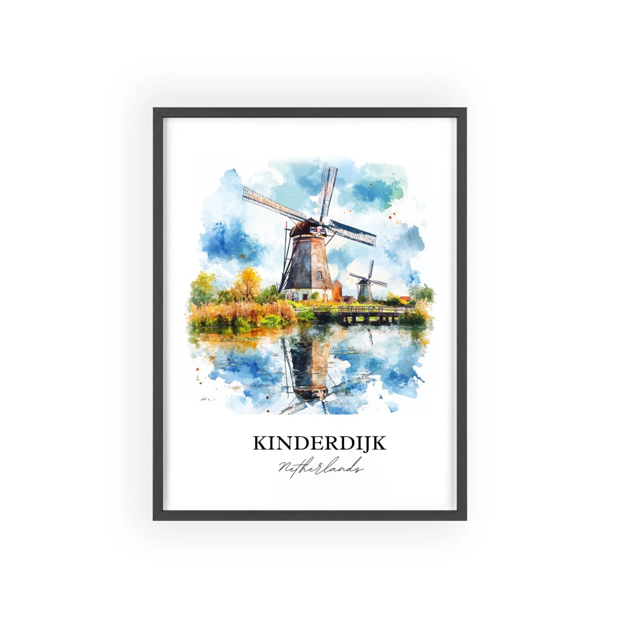 Kinderdijk, Netherlands – Watercolor Art Print - Image 7