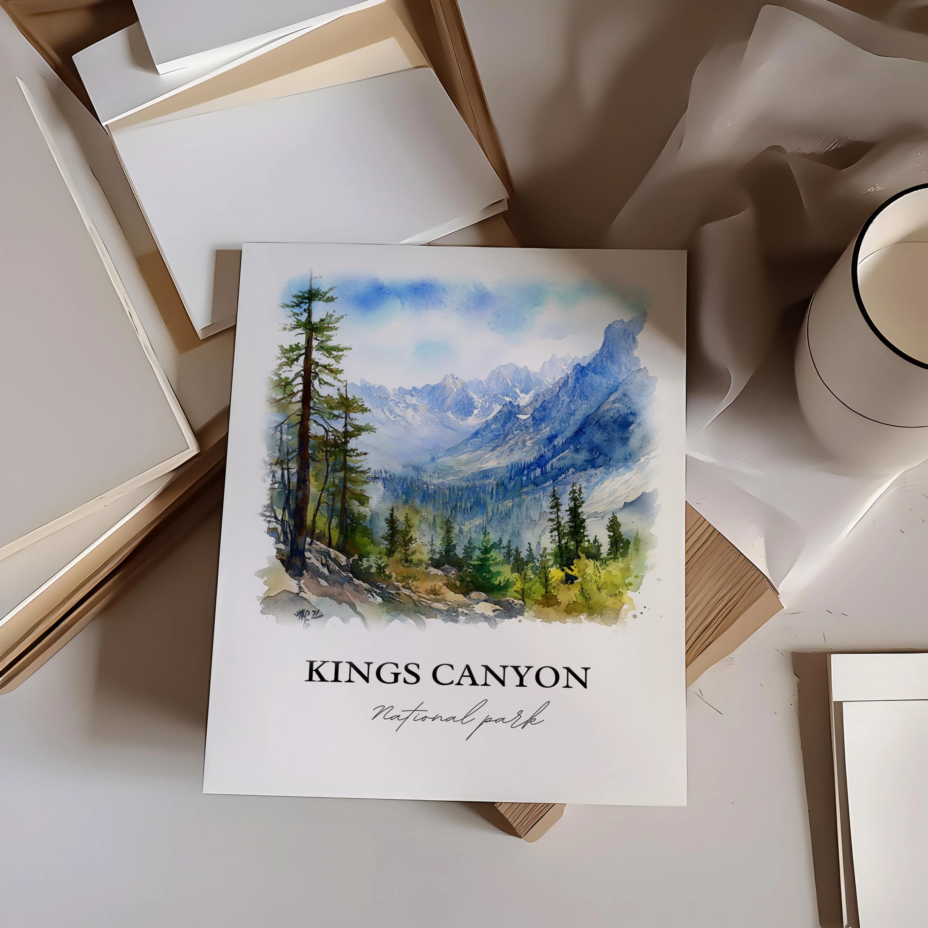 Kings Canyon, California – Watercolor Art Print - Image 3