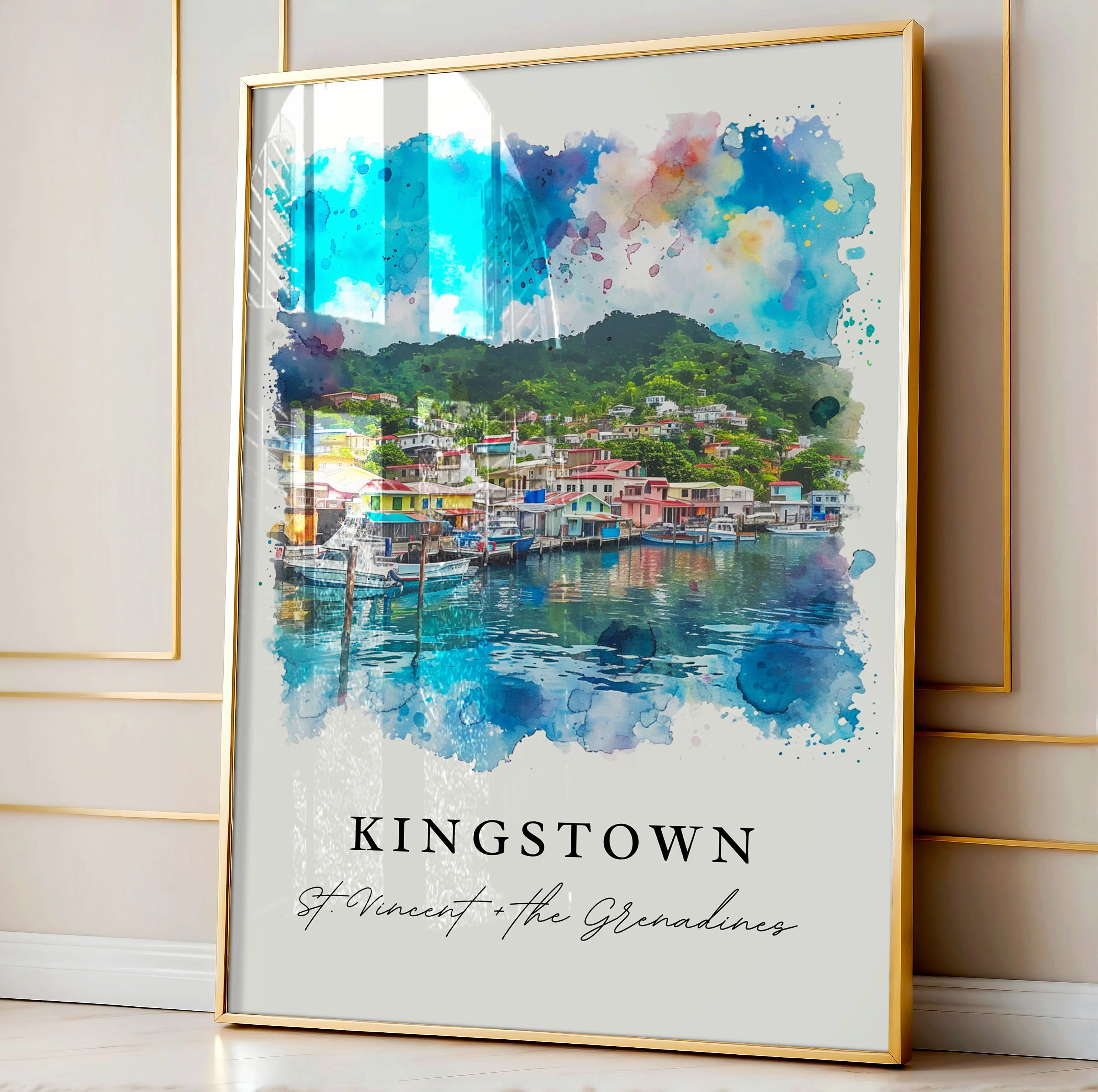 Kingstown, St Kitts and Nevis – Watercolor Art Print - Image 2