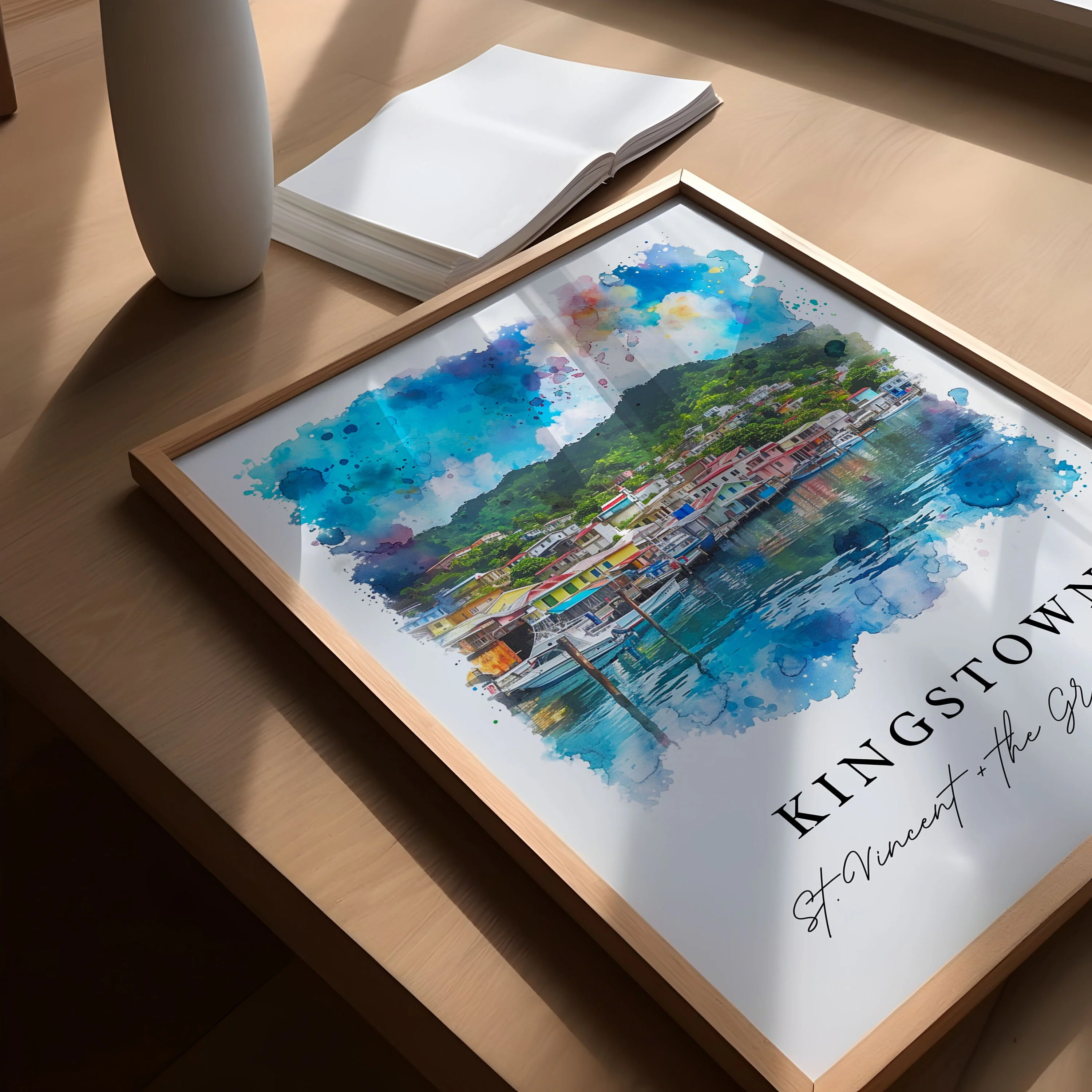 Kingstown, St Kitts and Nevis – Watercolor Art Print - Image 4
