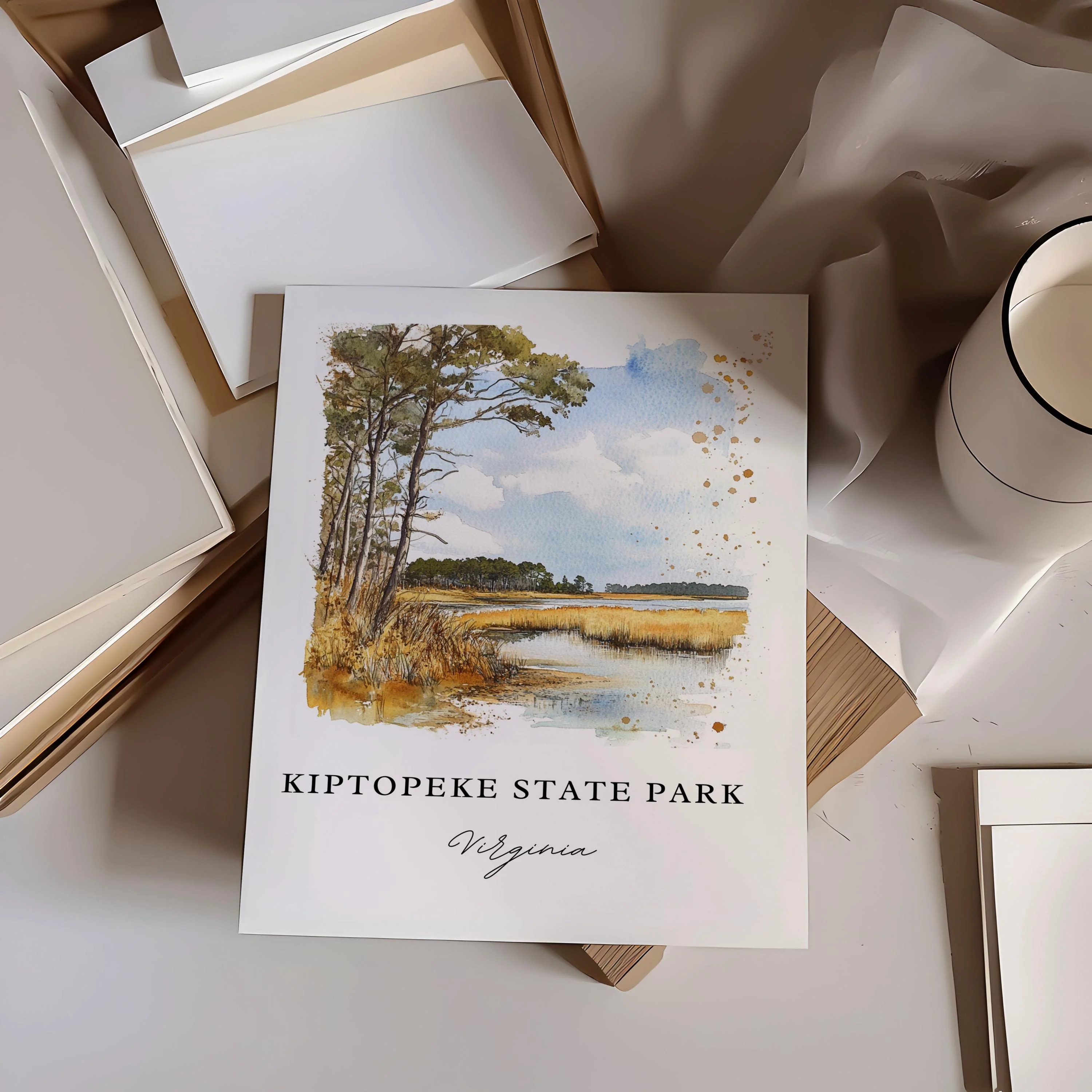 Kiptopeke State Park, USA – Watercolor Art Print - Image 2