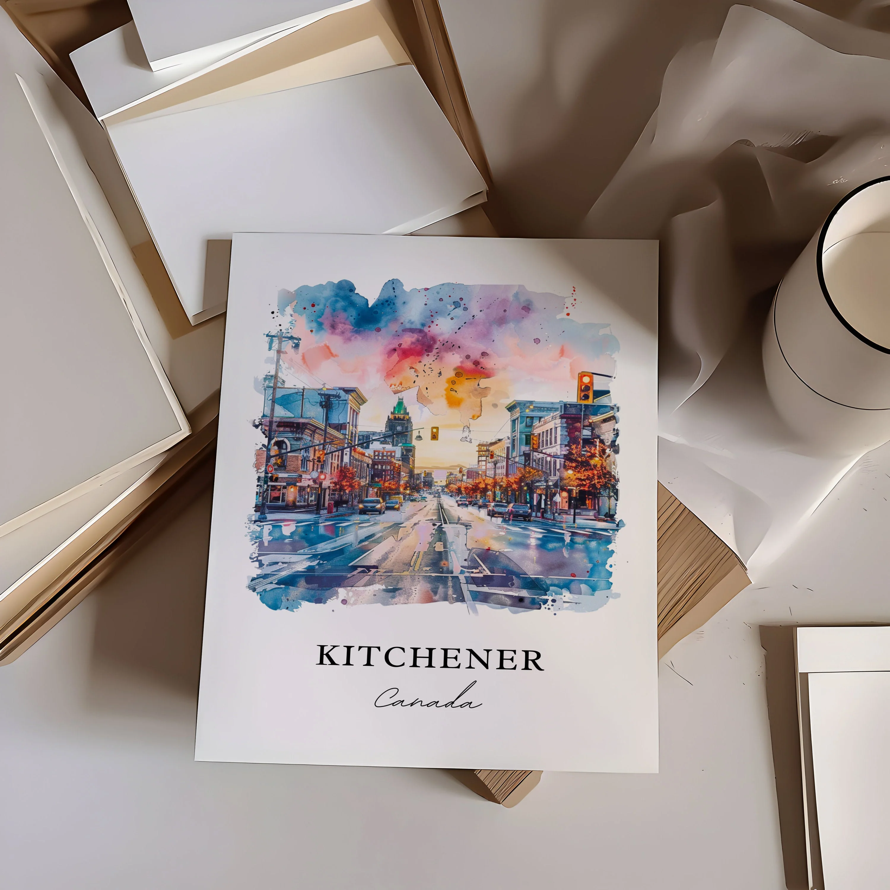 Kitchener, Canada – Watercolor Art Print - Image 2