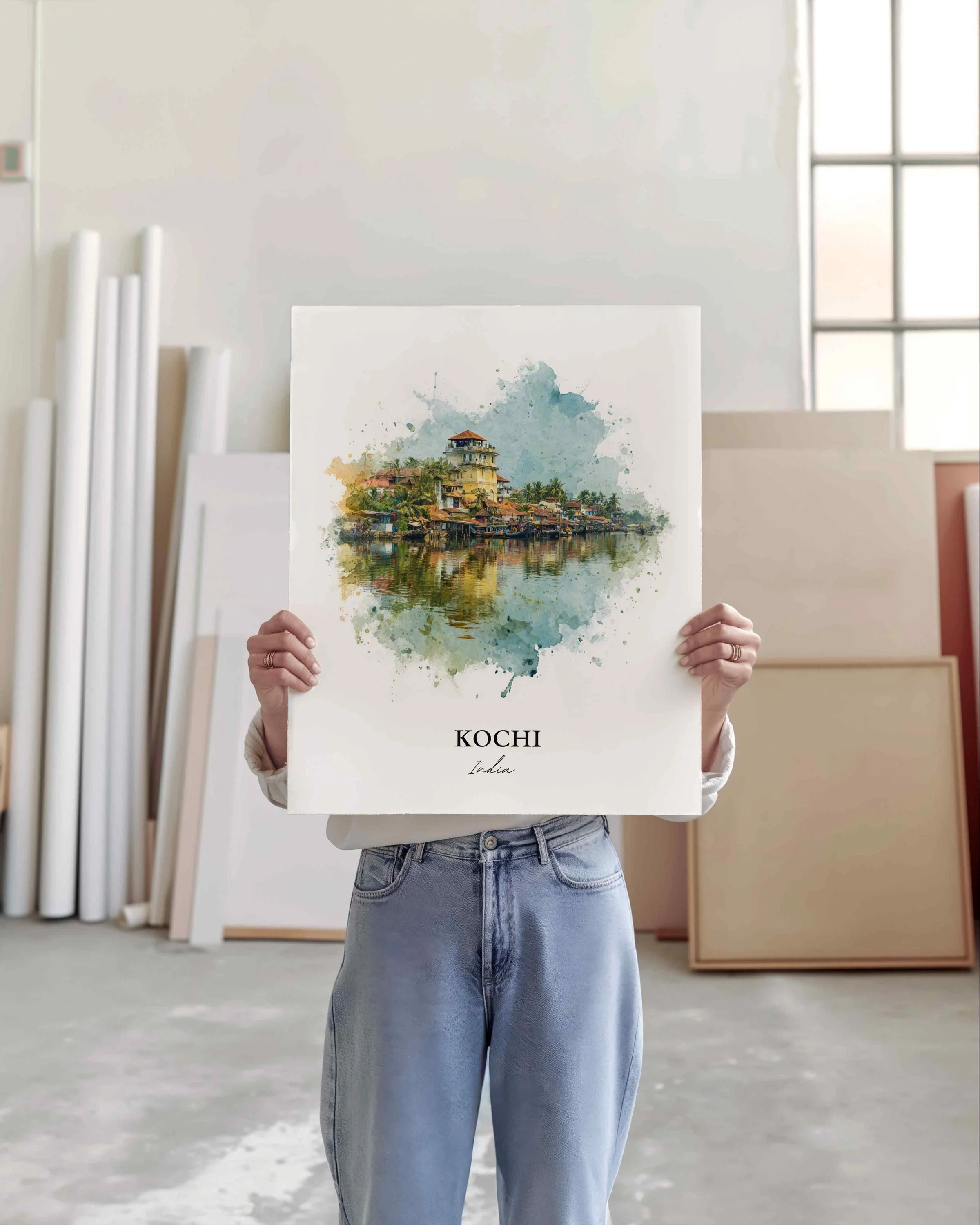 Kochi, Kerala – Watercolor Art Print - Image 3