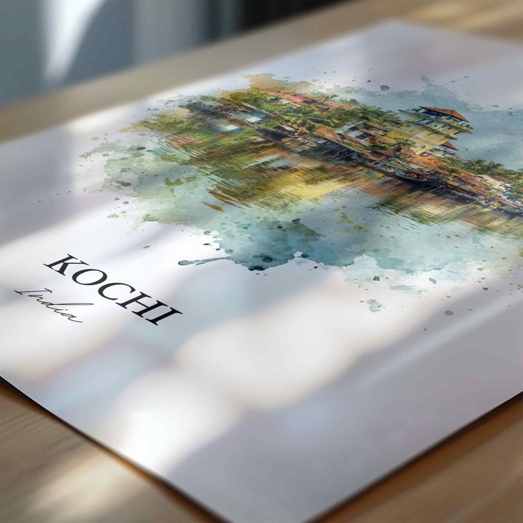 Kochi, Kerala – Watercolor Art Print - Image 8