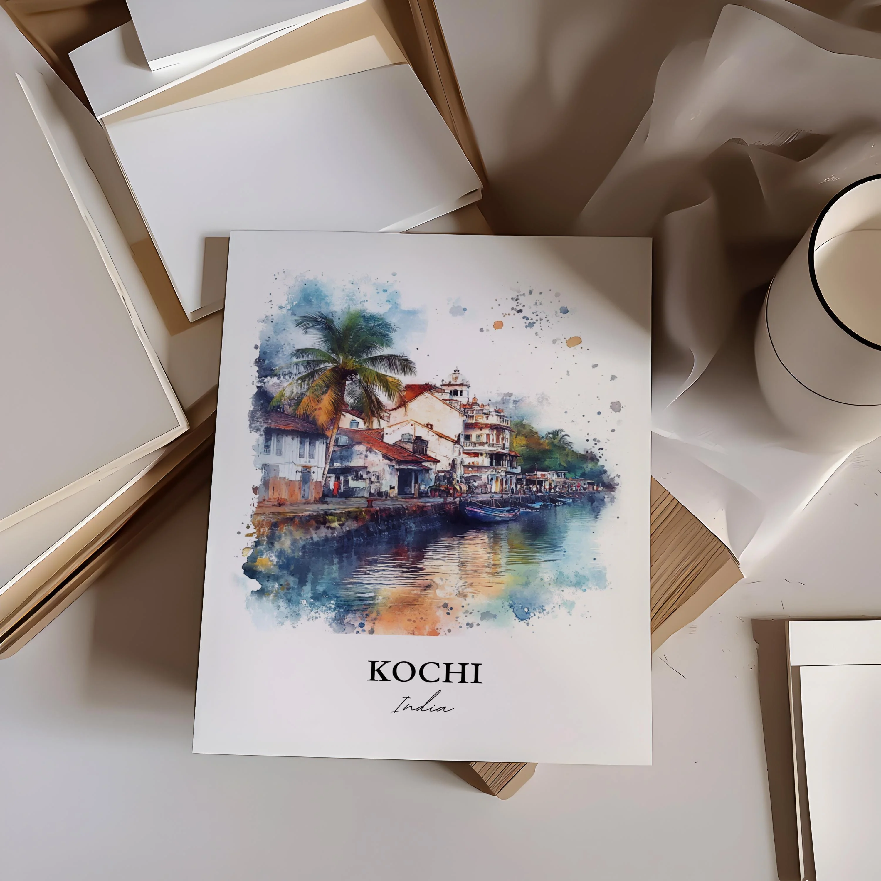 Kochi, India – Watercolor Art Print - Image 4