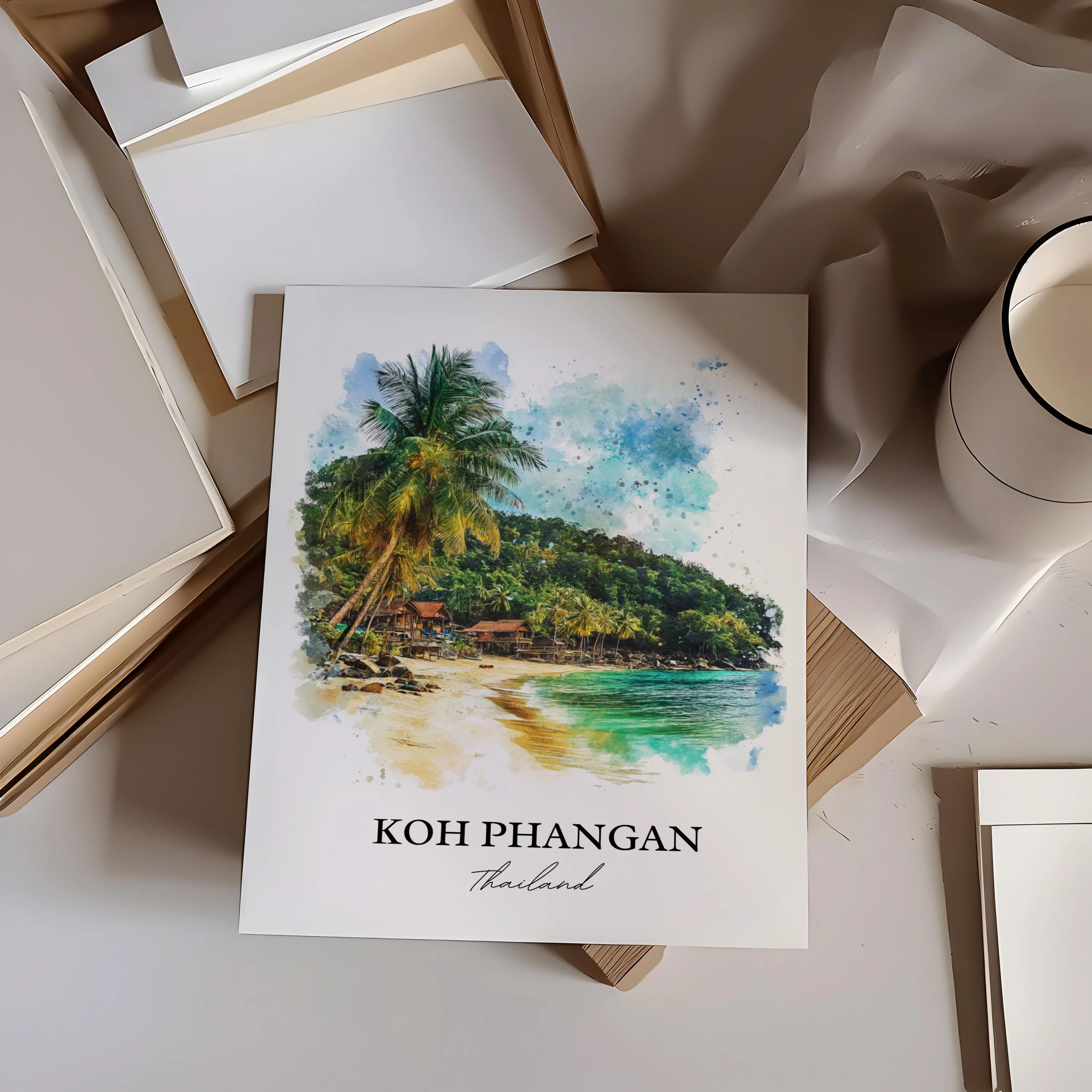 Koh Phangan, Thailand – Watercolor Art Print - Image 3