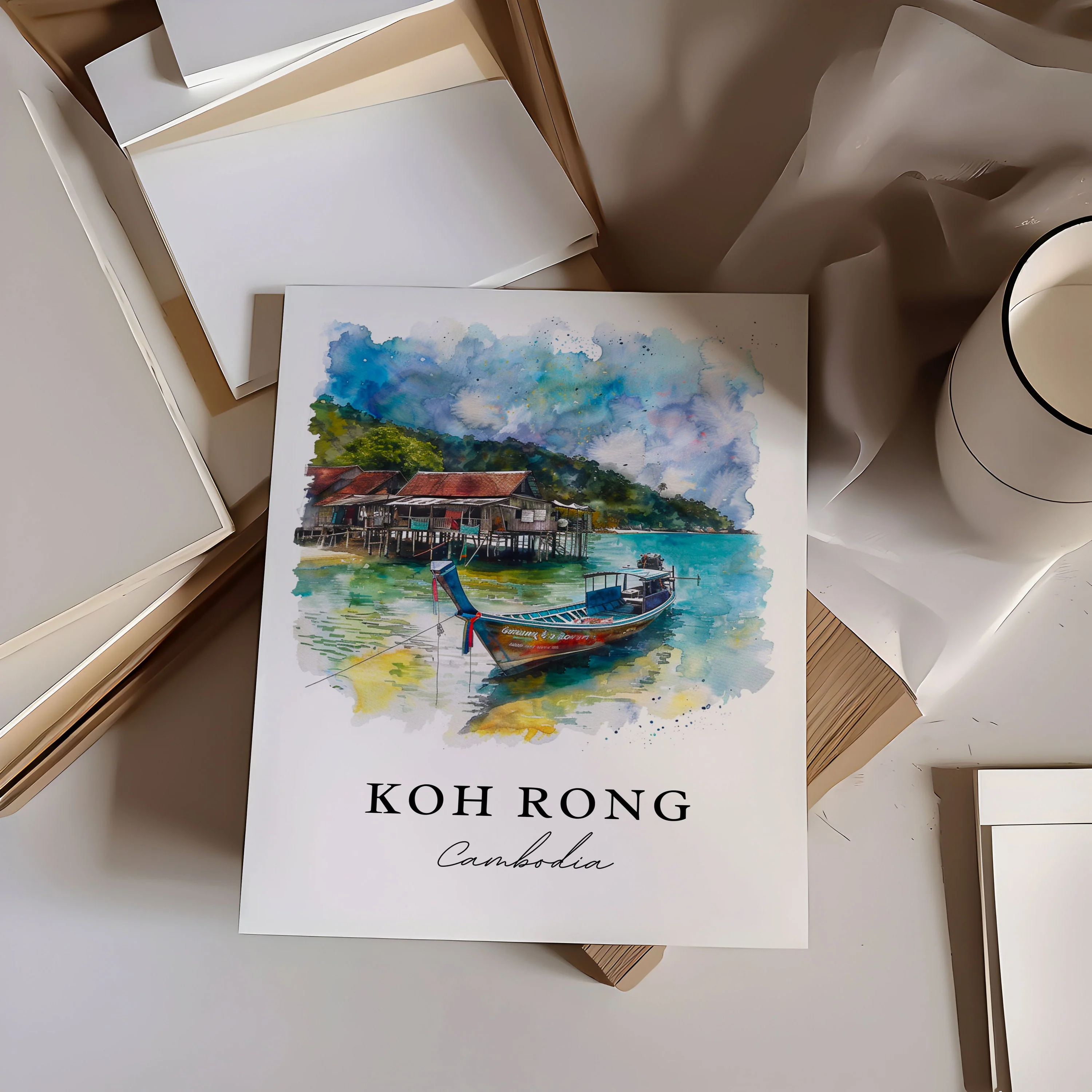 Koh Rong, Cambodia – Watercolor Art Print - Image 3