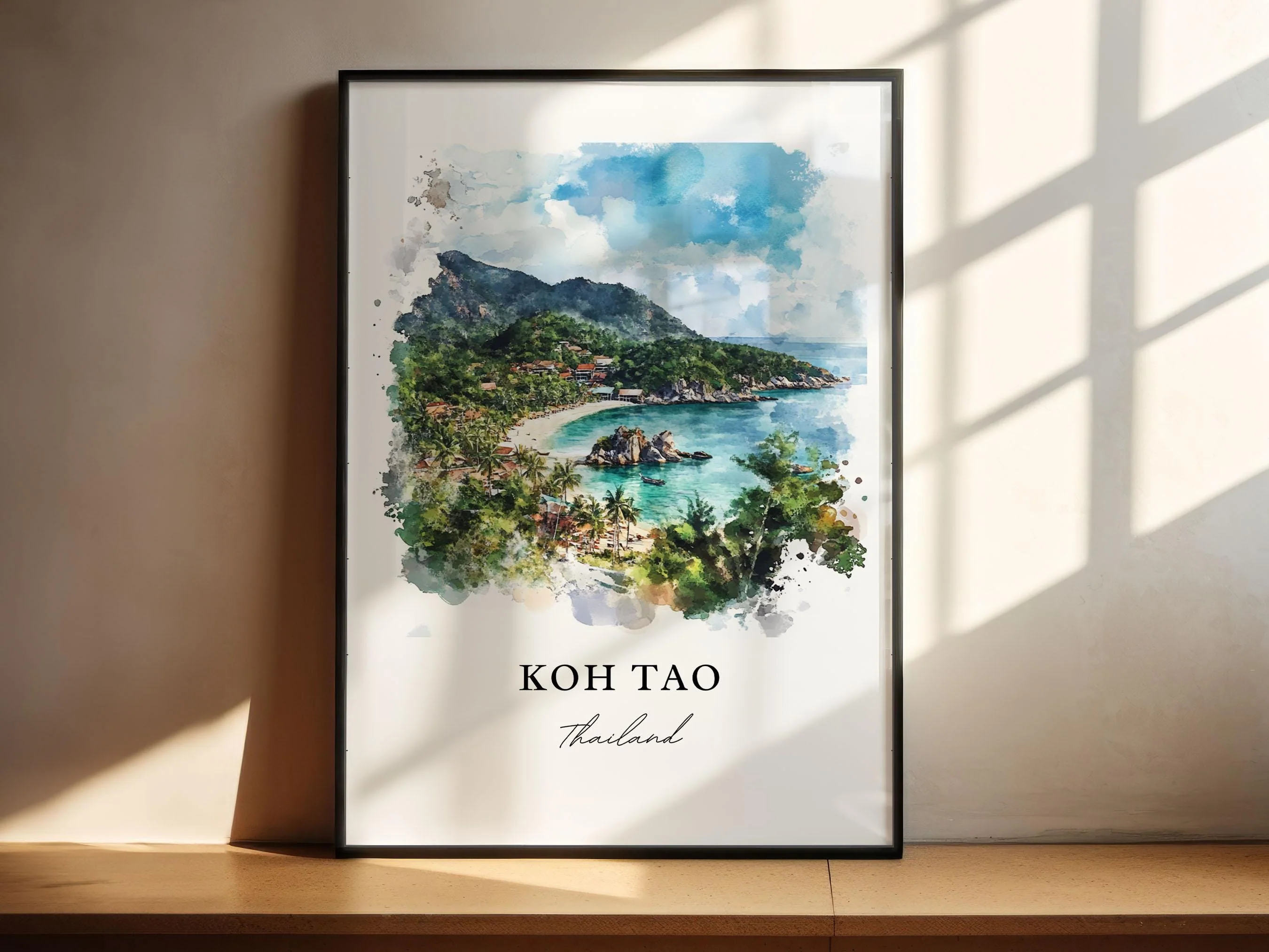 Koh Tao, Thailand – Watercolor Art Print of Mae Haad Beach - Image 4