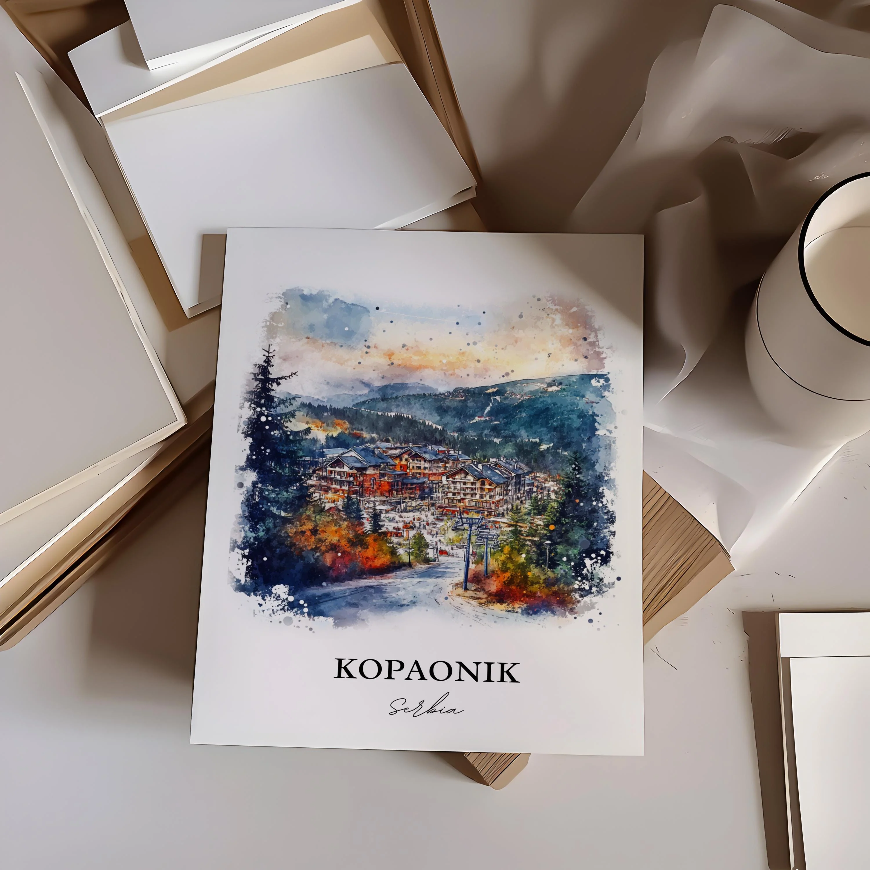 Kopaonik, Serbia – Watercolor Art Print - Image 6