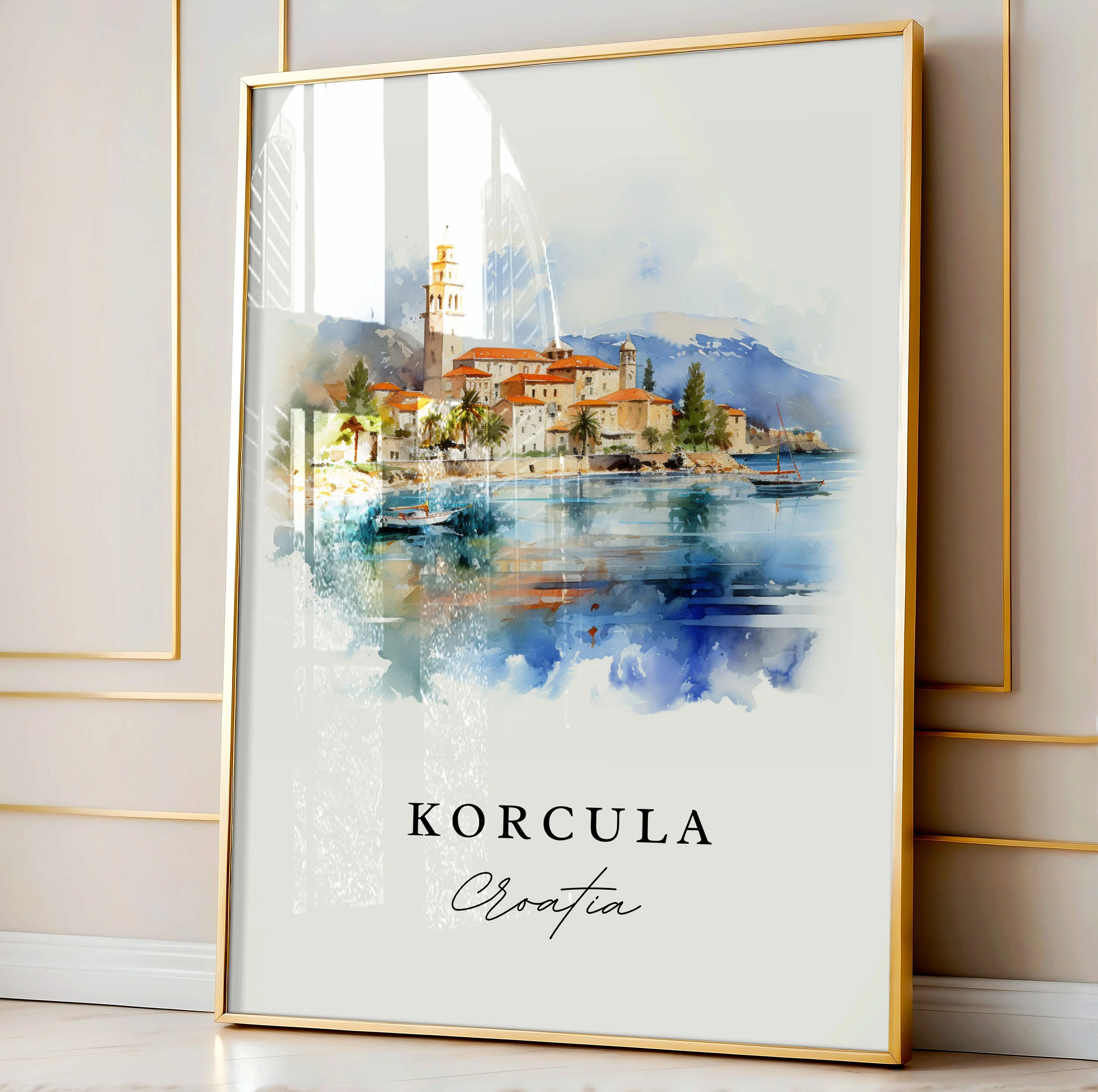 Korcula, Croatia – Watercolor Art Print - Image 5