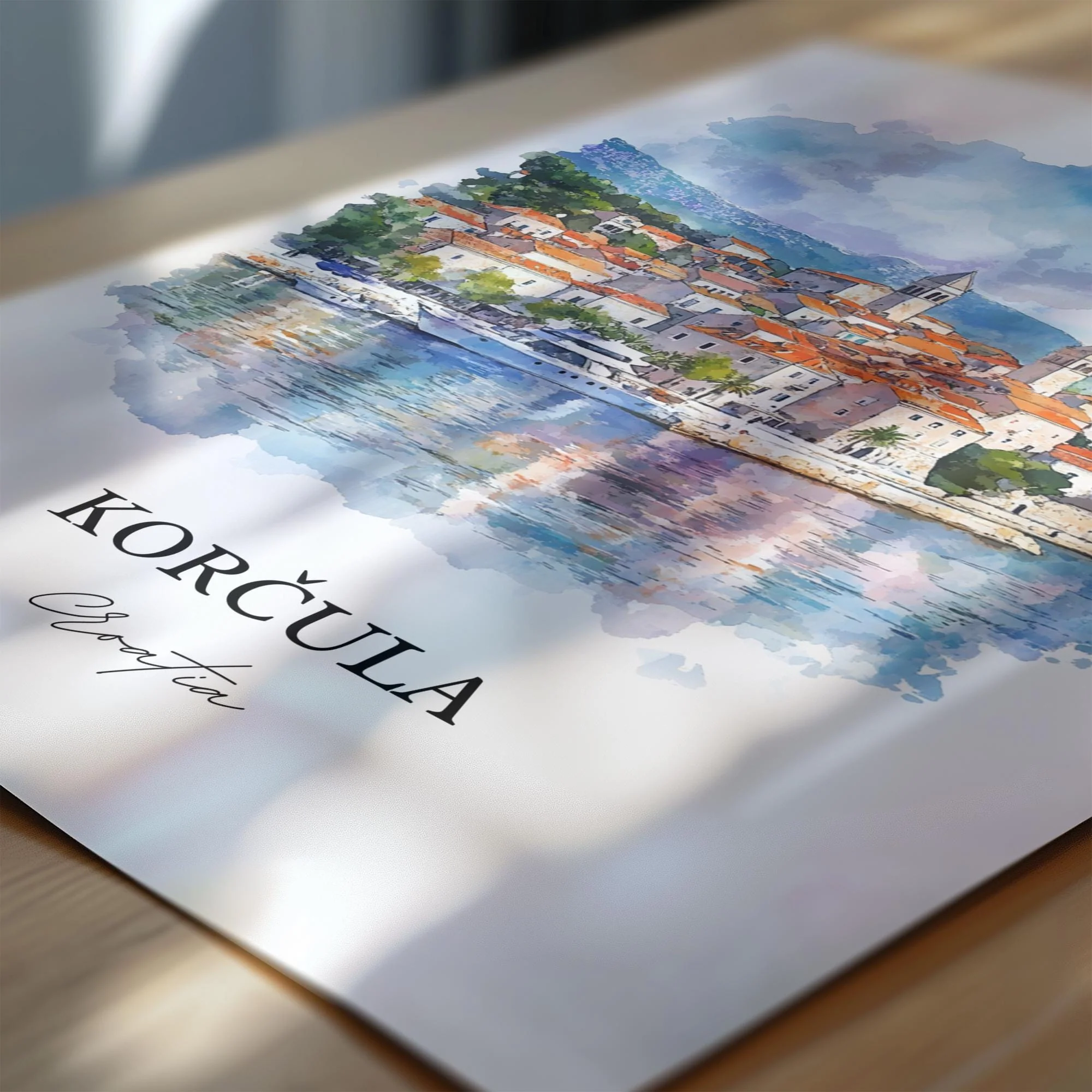 Korcula, Croatia – Watercolor Art Print - Image 2