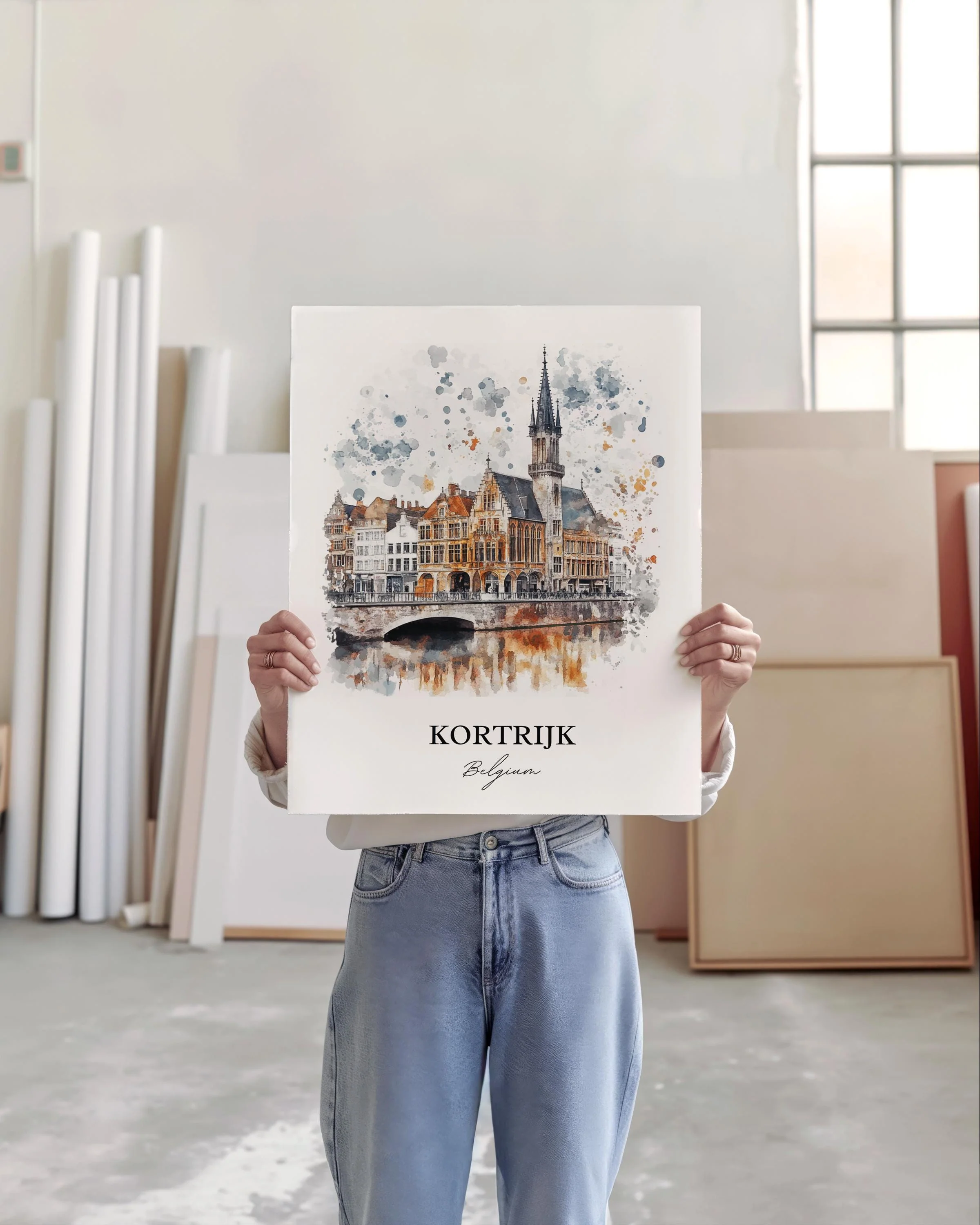 Kortrijk, Belgium – Watercolor Art Print - Image 3