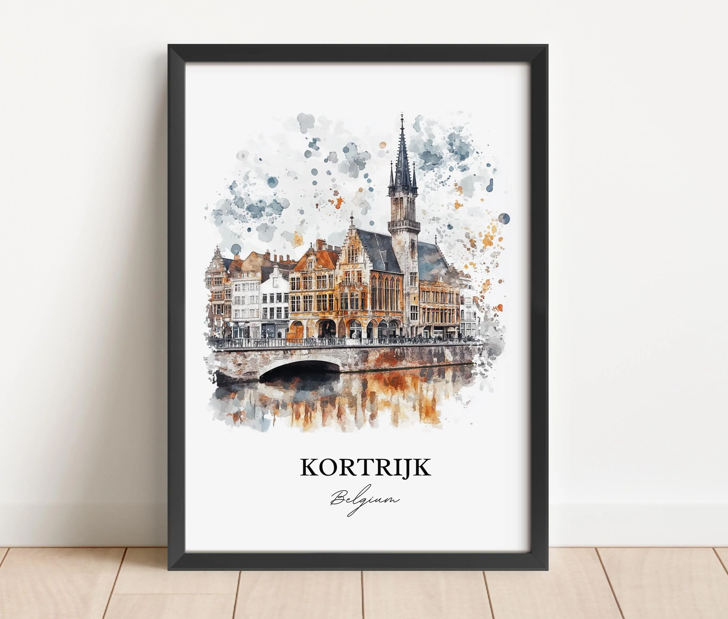 Kortrijk, Belgium – Watercolor Art Print - Image 6
