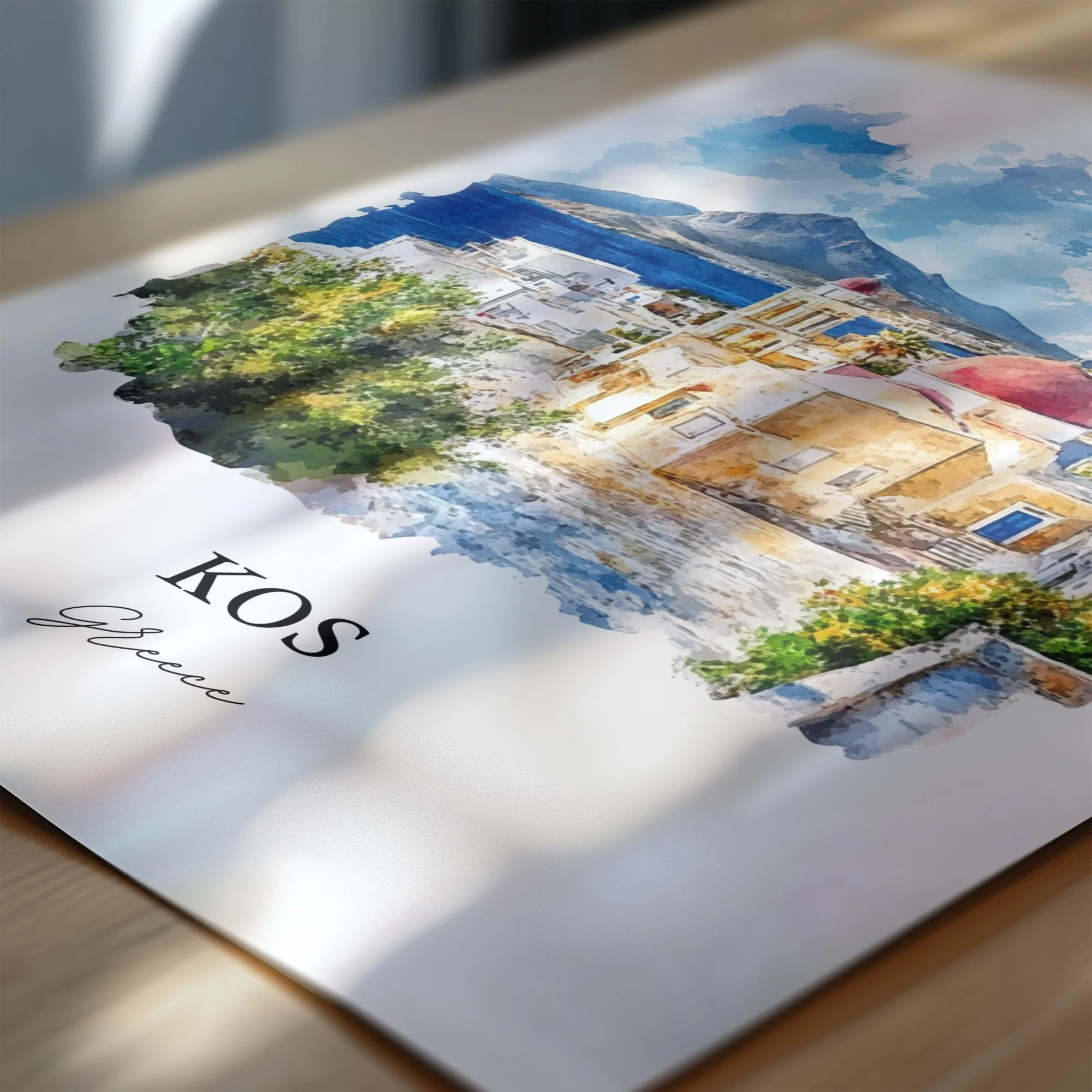 Kos, Greece – Watercolor Art Print - Image 2