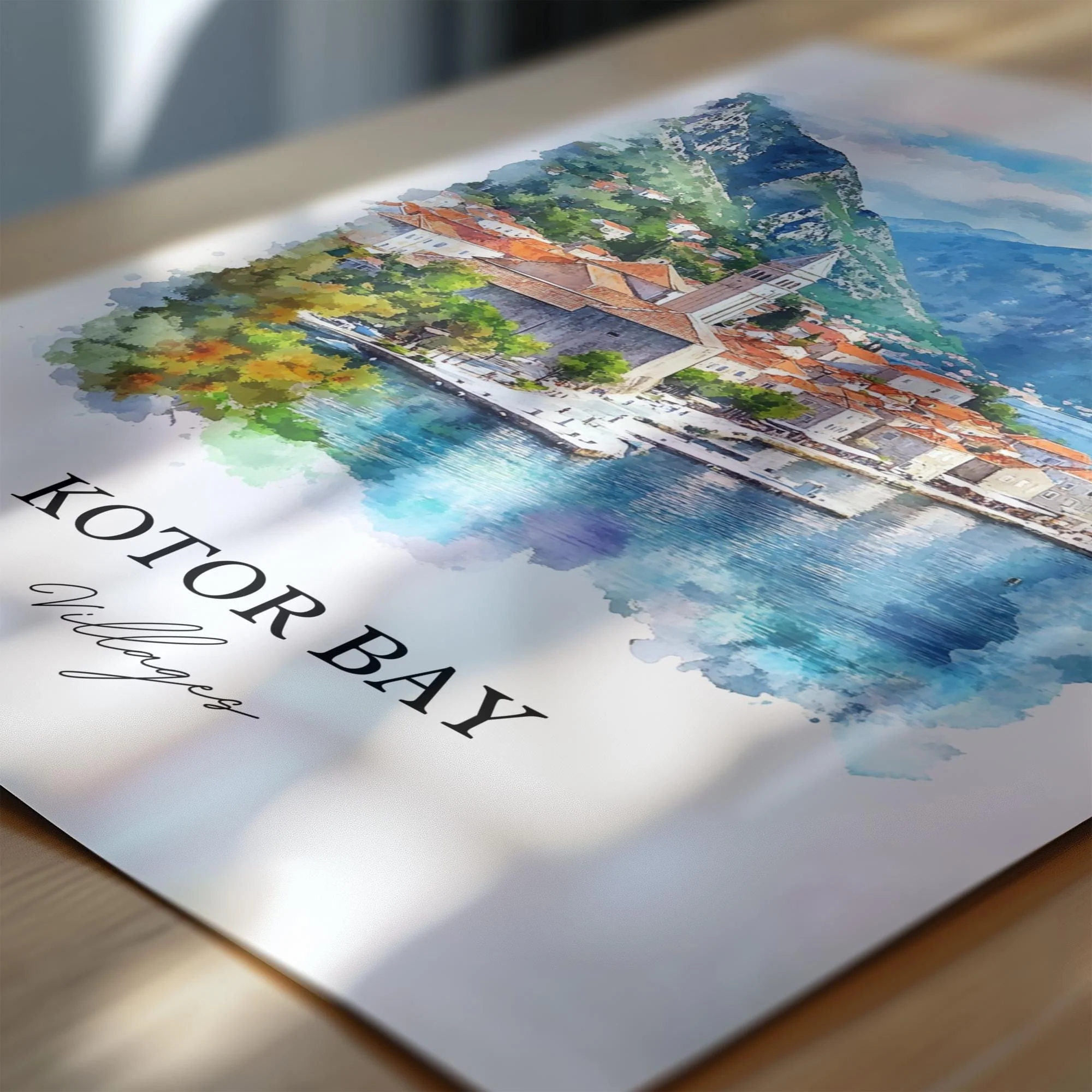 Kotor Bay, Montenegro – Watercolor Art Print - Image 6