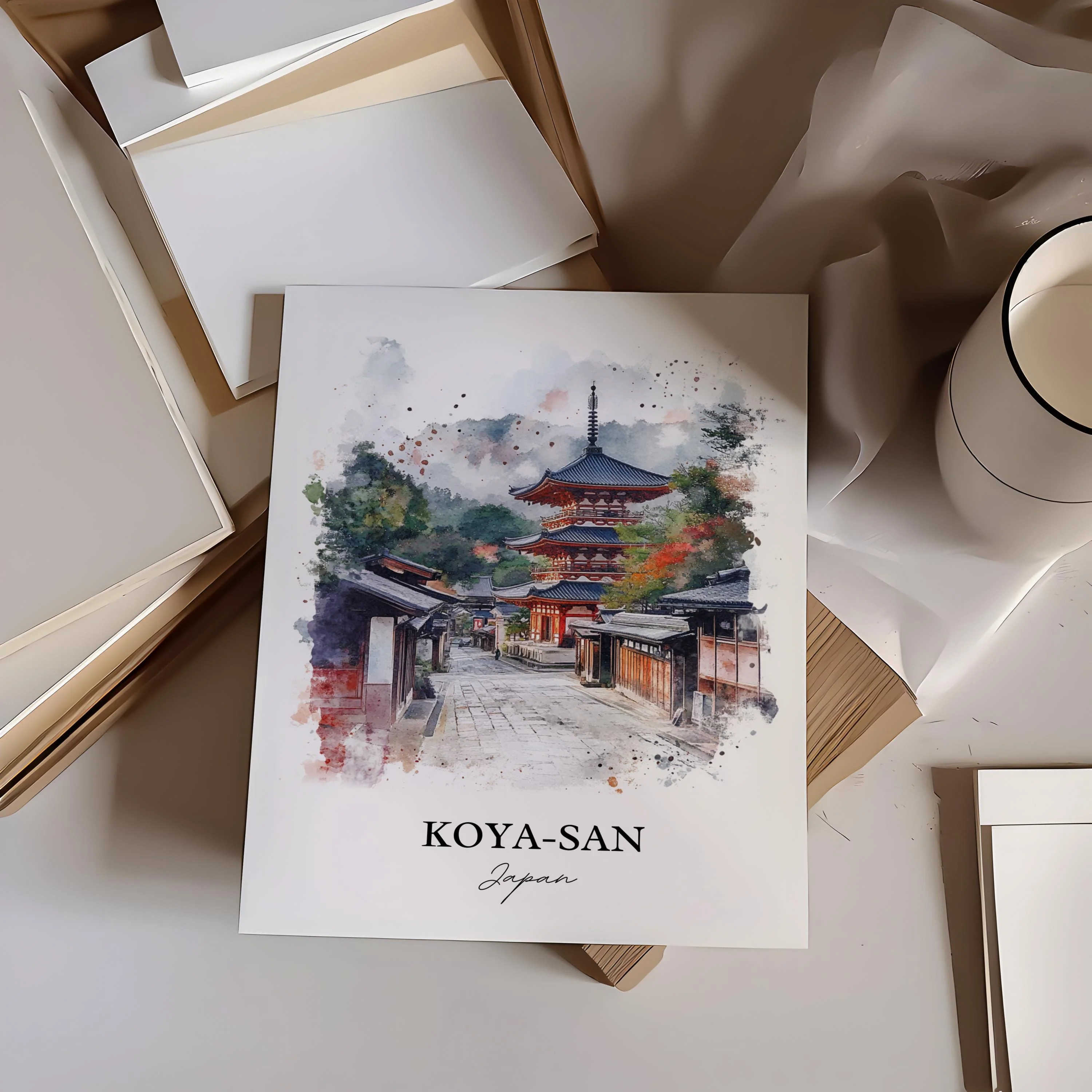 Koya-San, Japan – Watercolor Art Print - Image 5