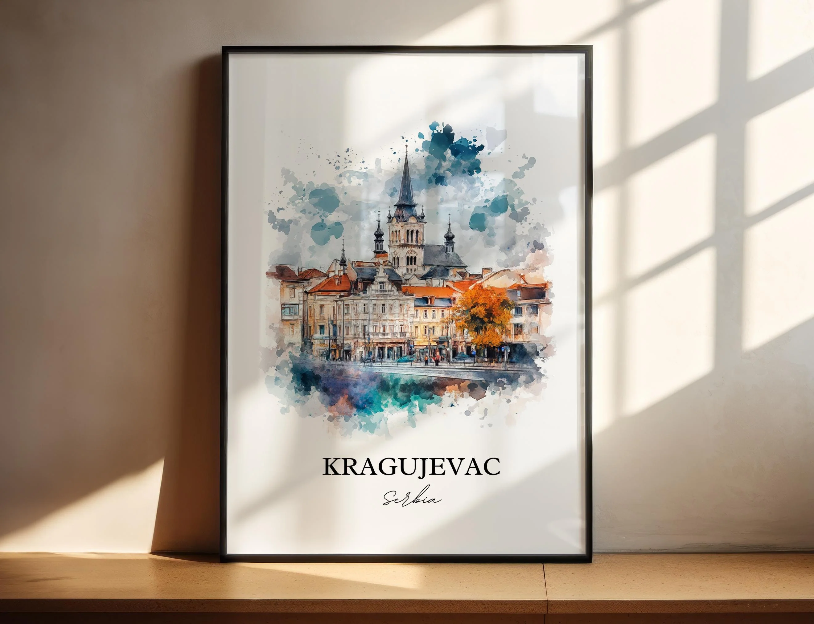 Kragujevac, Serbia – Watercolor Art Print