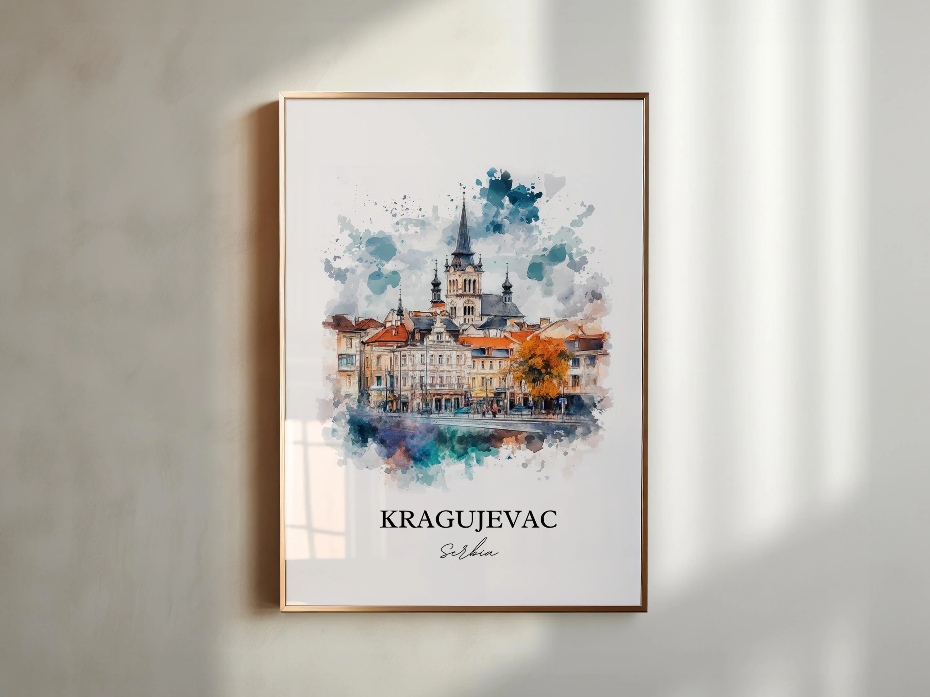 Kragujevac, Serbia – Watercolor Art Print - Image 4