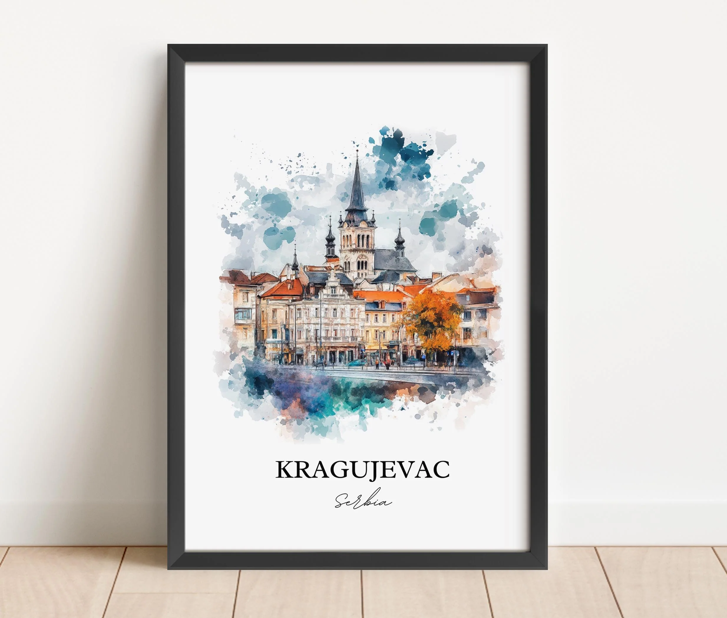 Kragujevac, Serbia – Watercolor Art Print - Image 5