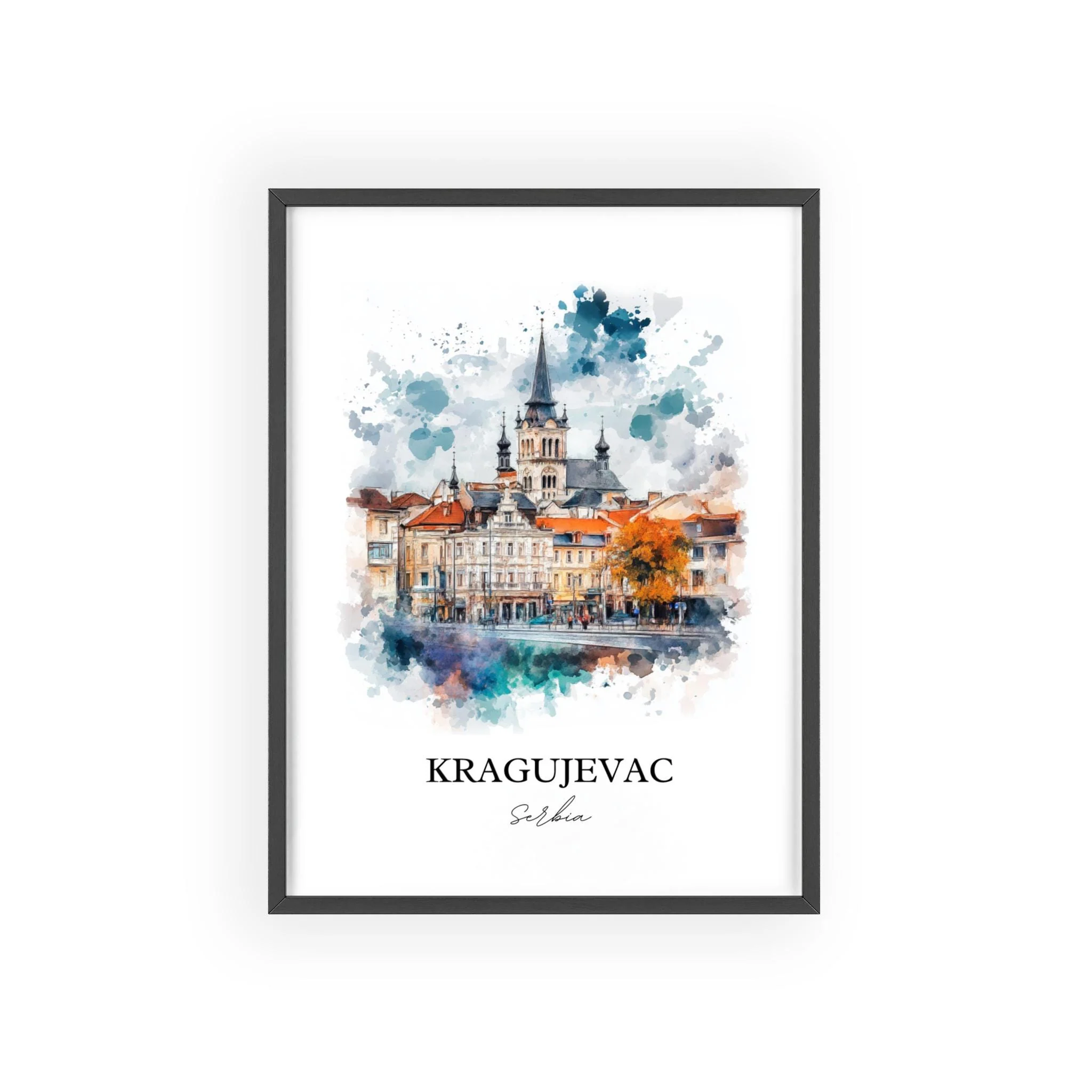 Kragujevac, Serbia – Watercolor Art Print - Image 7