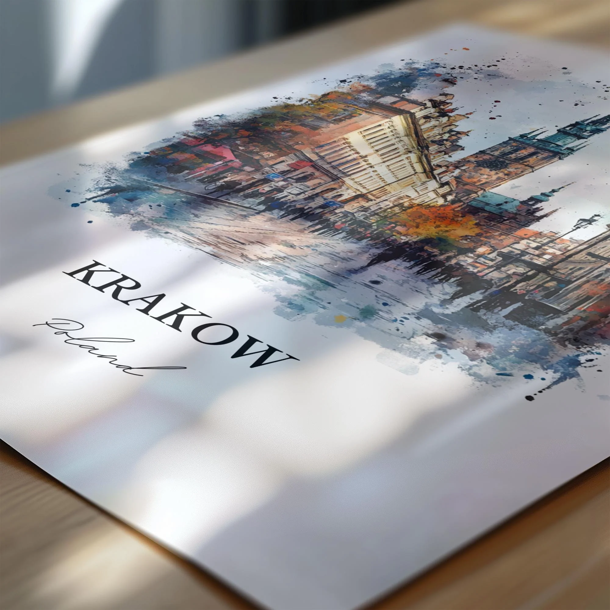 Krakow, Poland – Watercolor Art Print - Image 2
