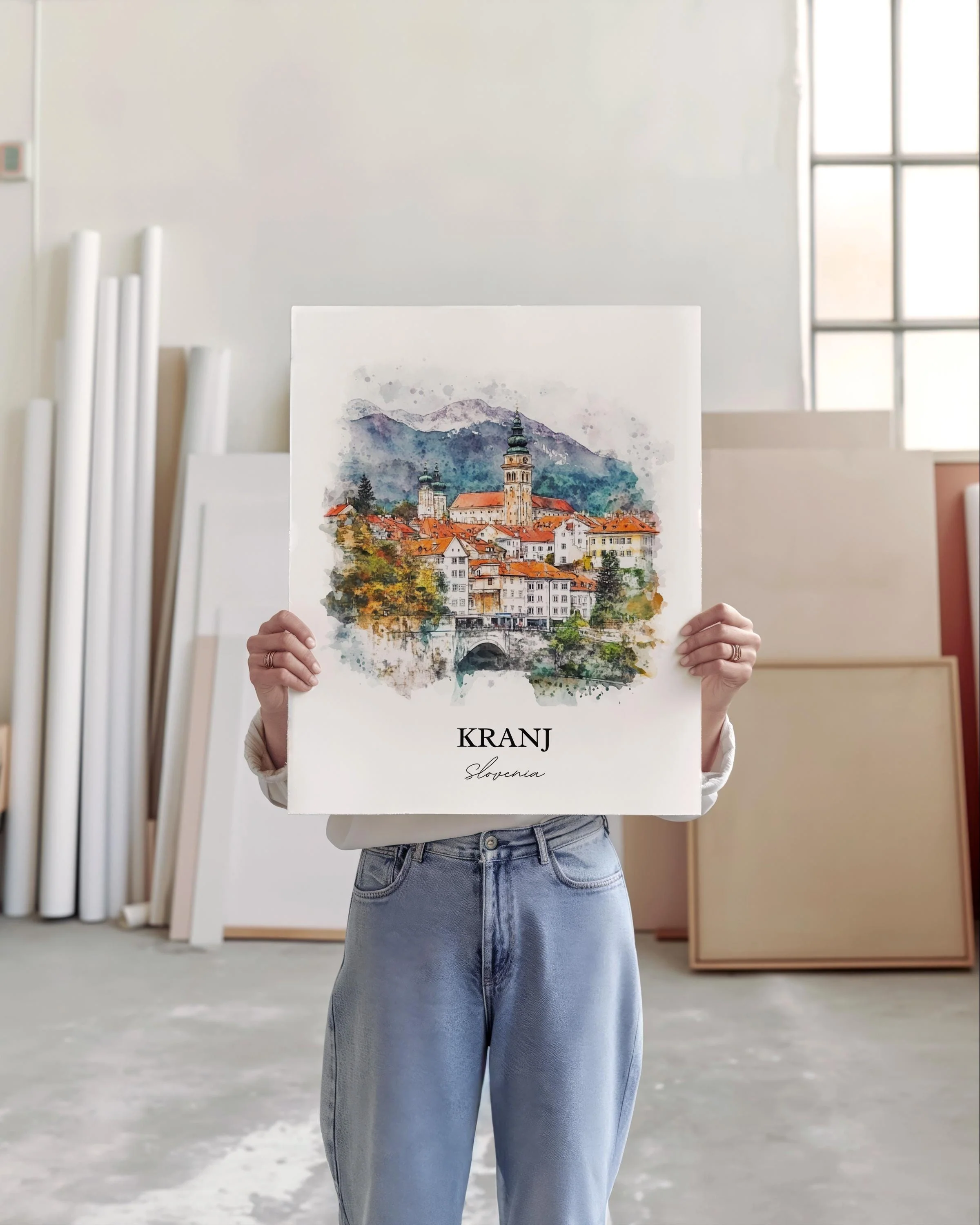Kranj, Slovenia – Watercolor Art Print - Image 3