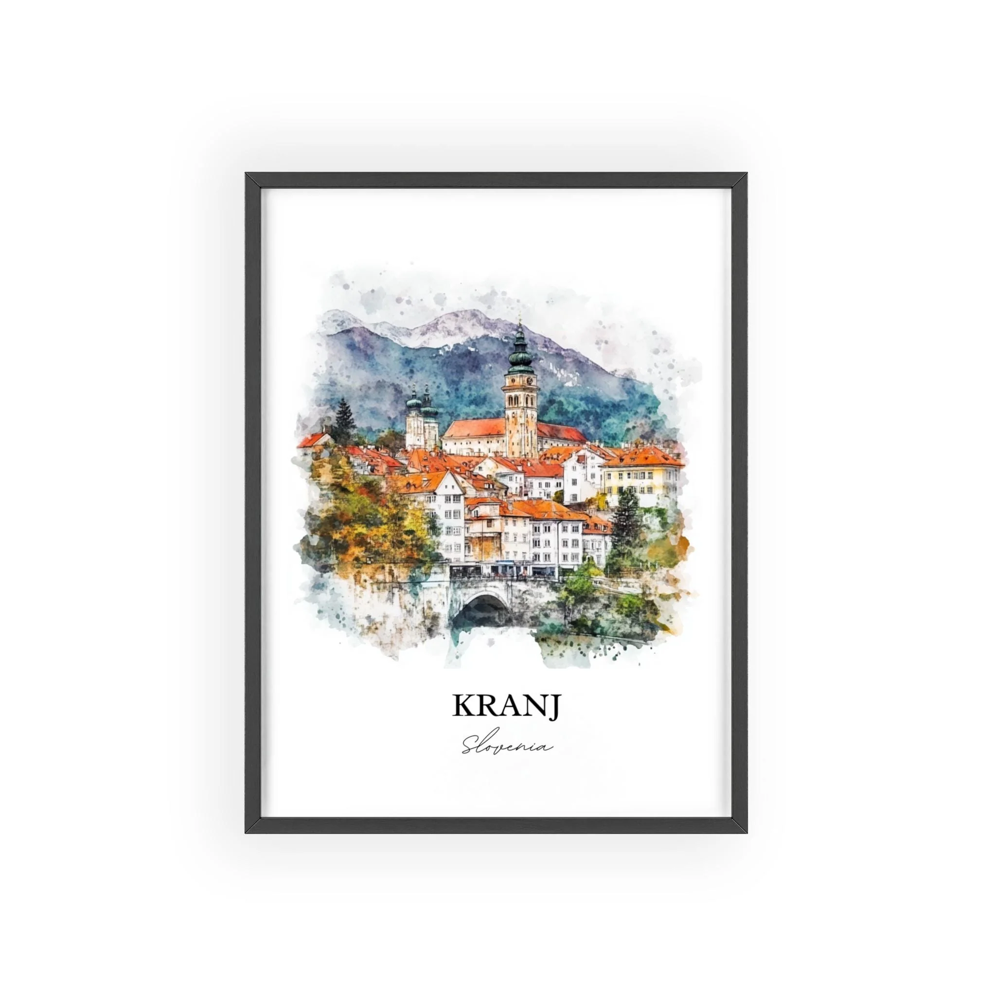 Kranj, Slovenia – Watercolor Art Print - Image 7
