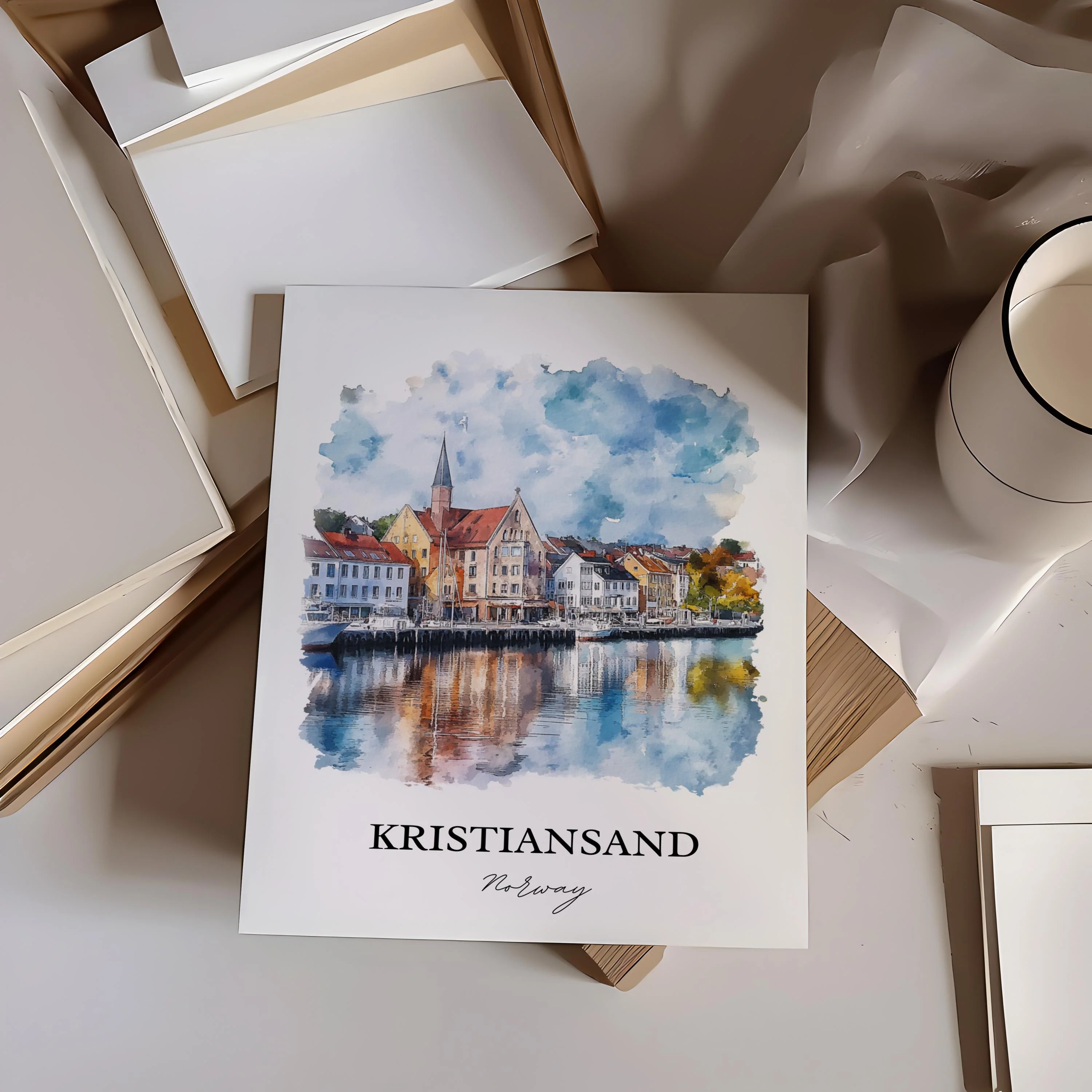 Kristiansand, Norway – Watercolor Art Print - Image 3