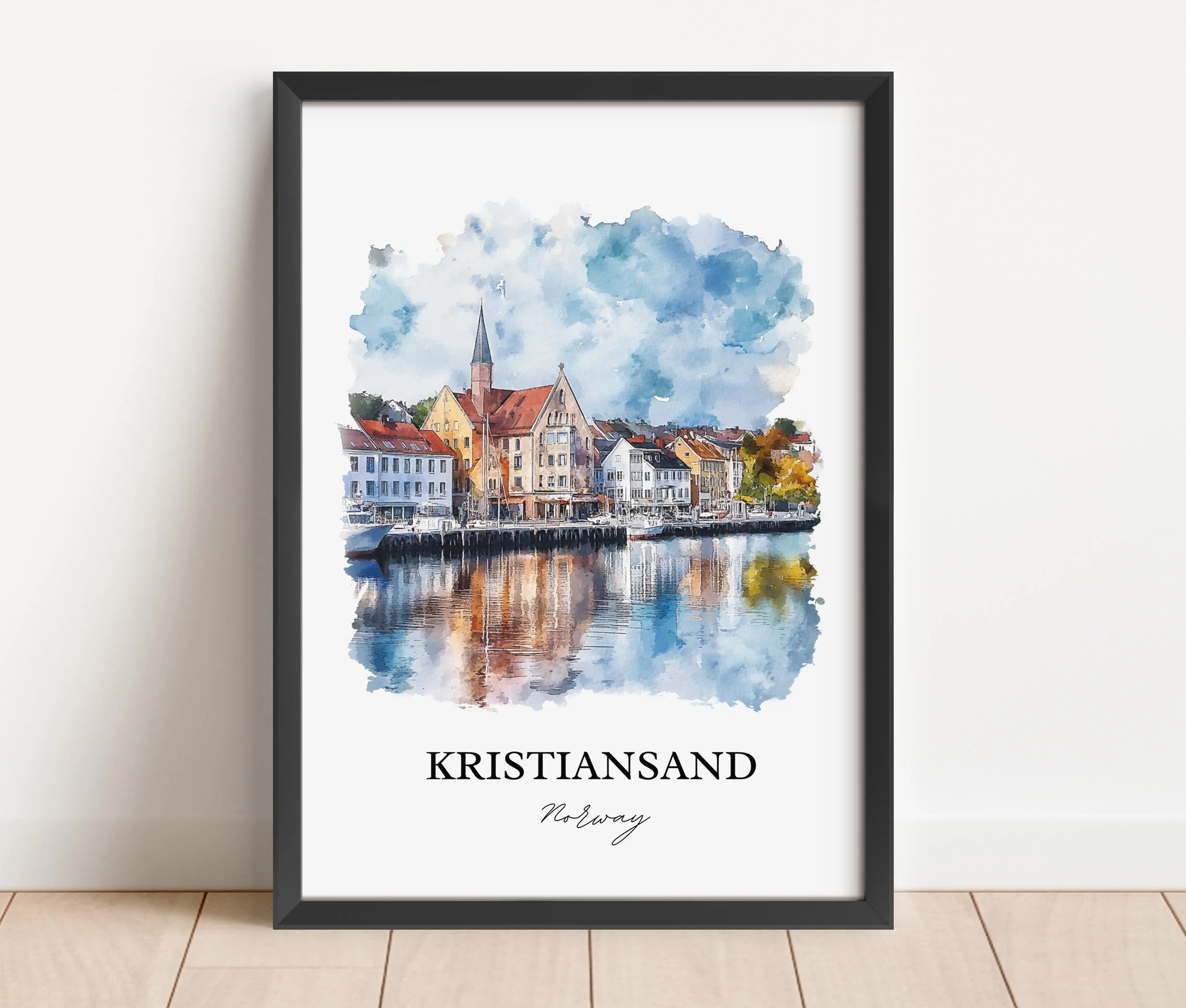 Kristiansand, Norway – Watercolor Art Print - Image 5