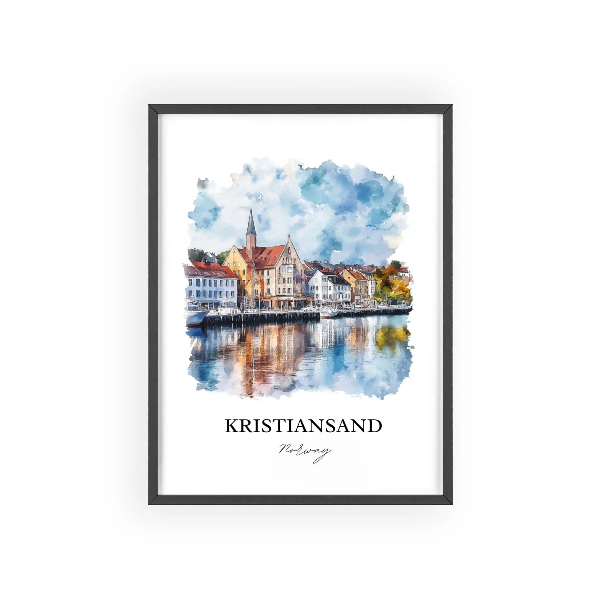 Kristiansand, Norway – Watercolor Art Print - Image 7