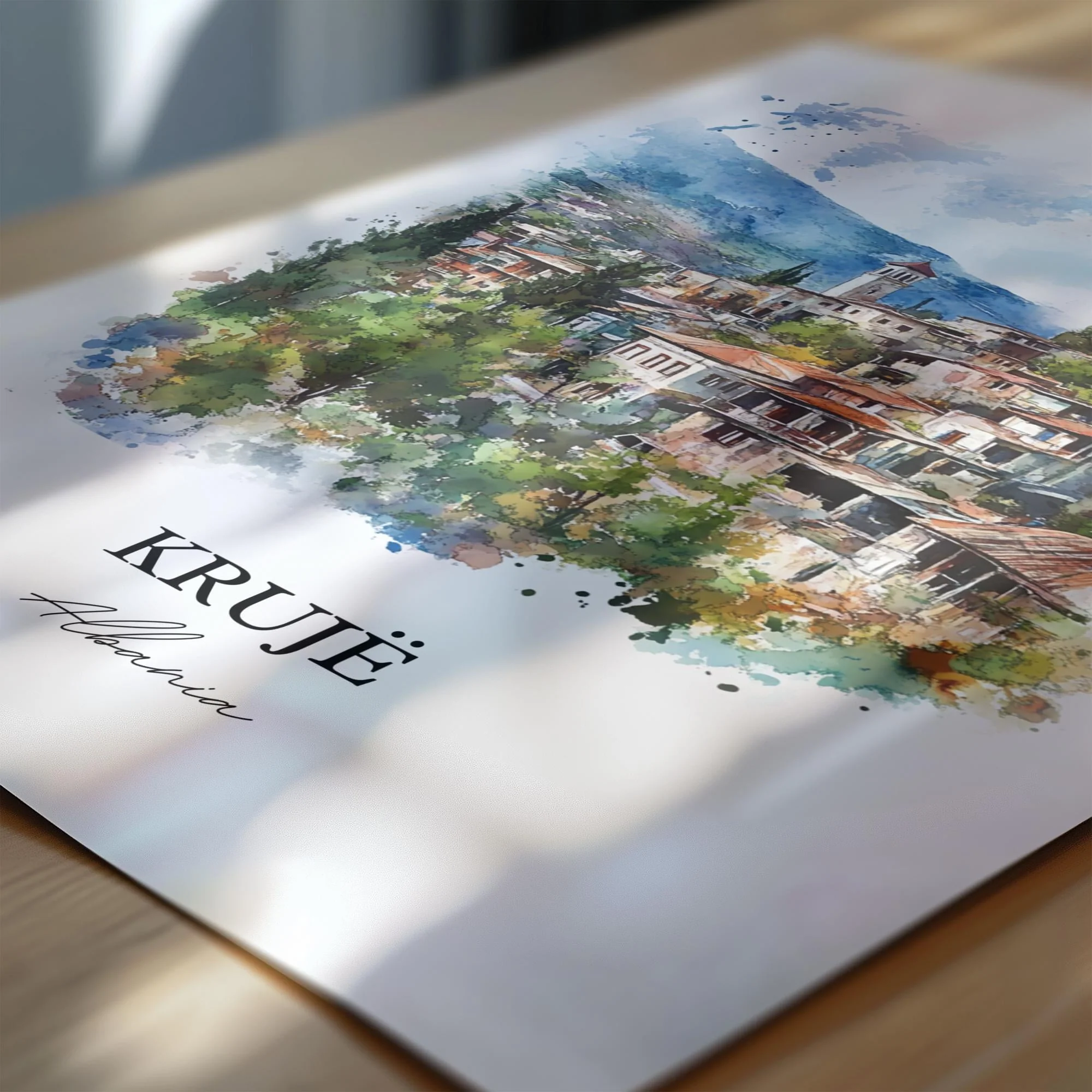 Krujë, Albania – Watercolor Art Print - Image 2